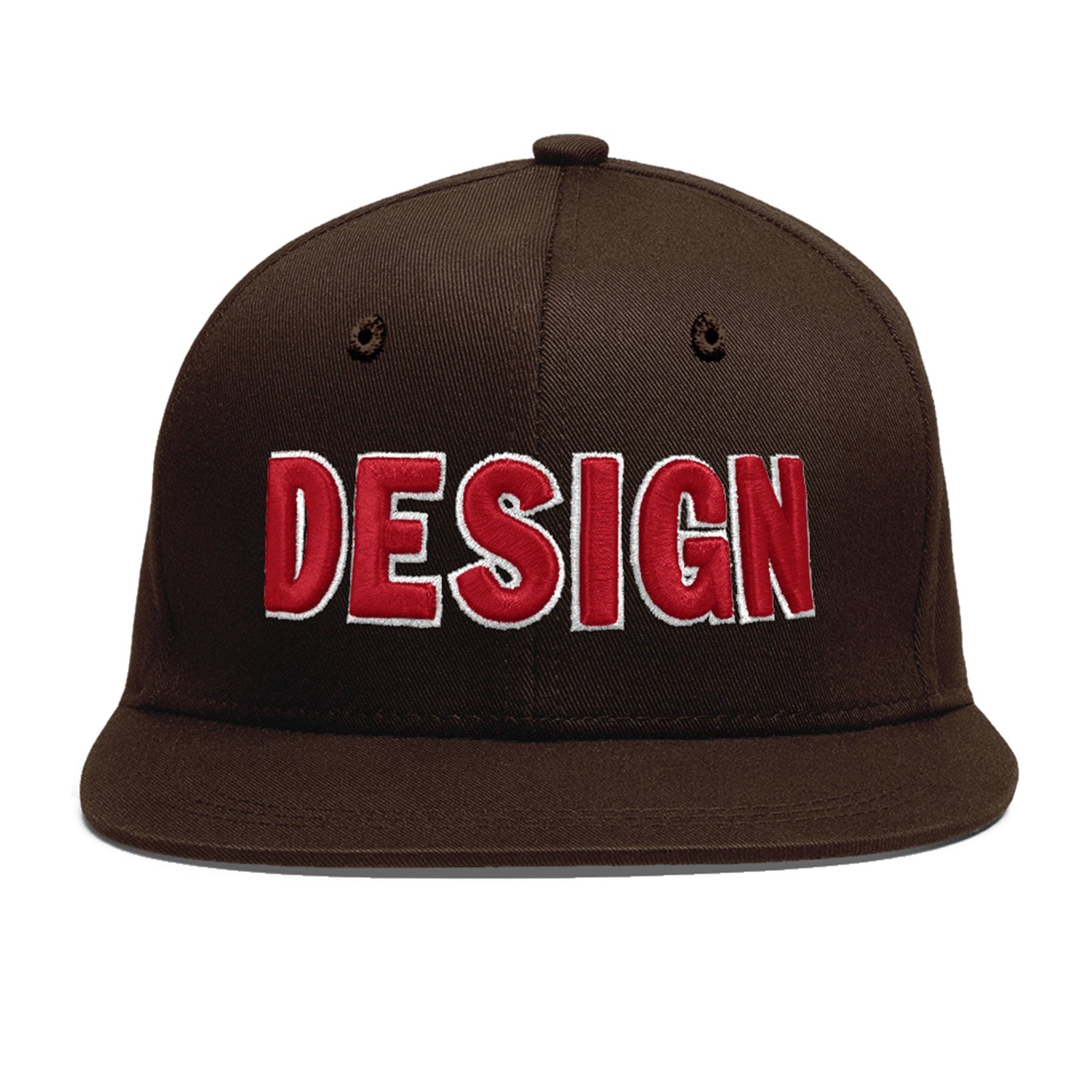 Custom Brown 3D Puff Embroidery Flat Embroidery Casual Sport Baseball Cap