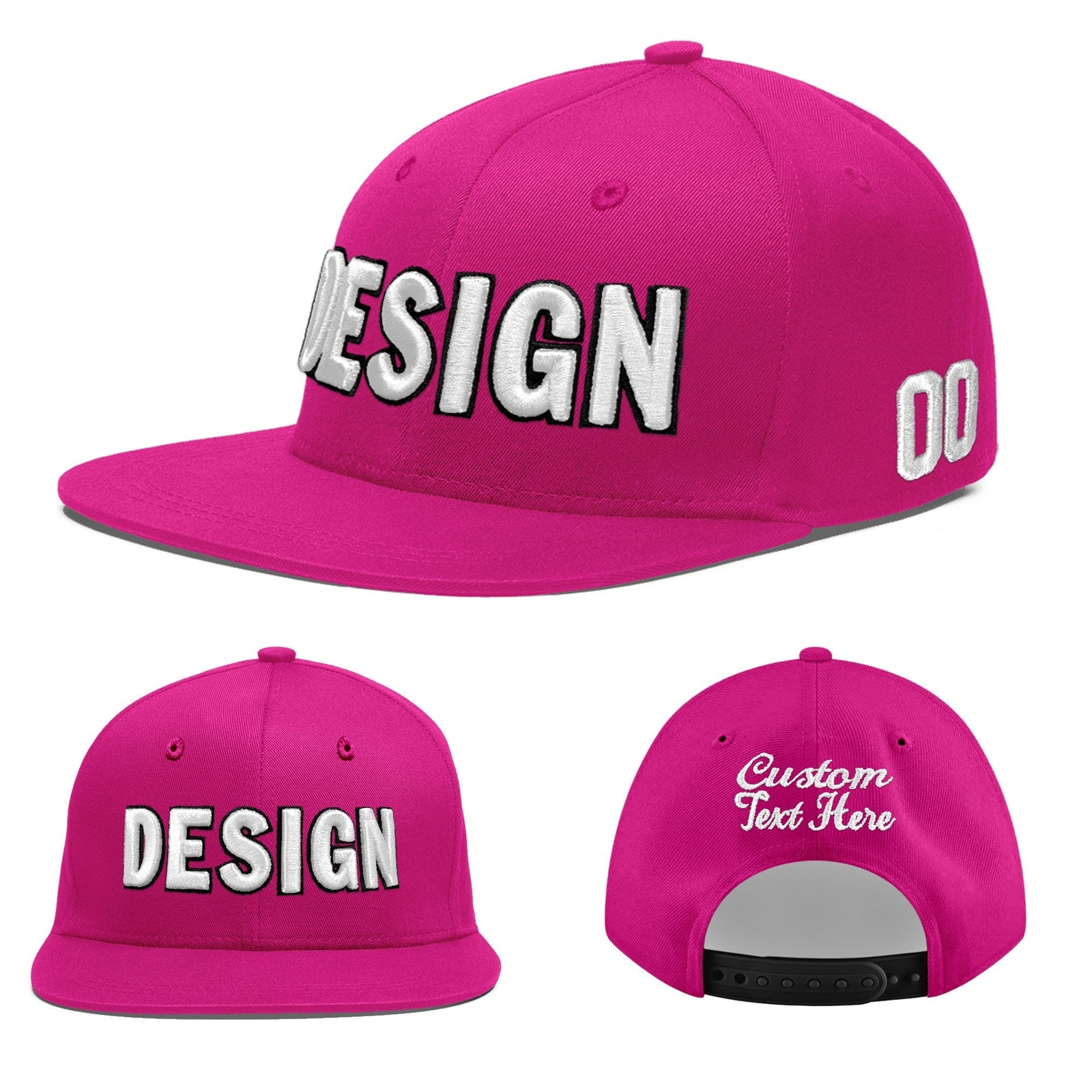 Custom Rose Red 3D Puff Embroidery Flat Embroidery Casual Sport Baseball Cap