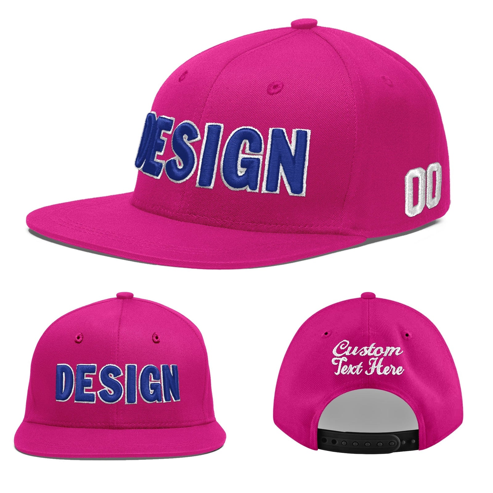 Custom Rose Red 3D Puff Embroidery Flat Embroidery Casual Sport Baseball Cap