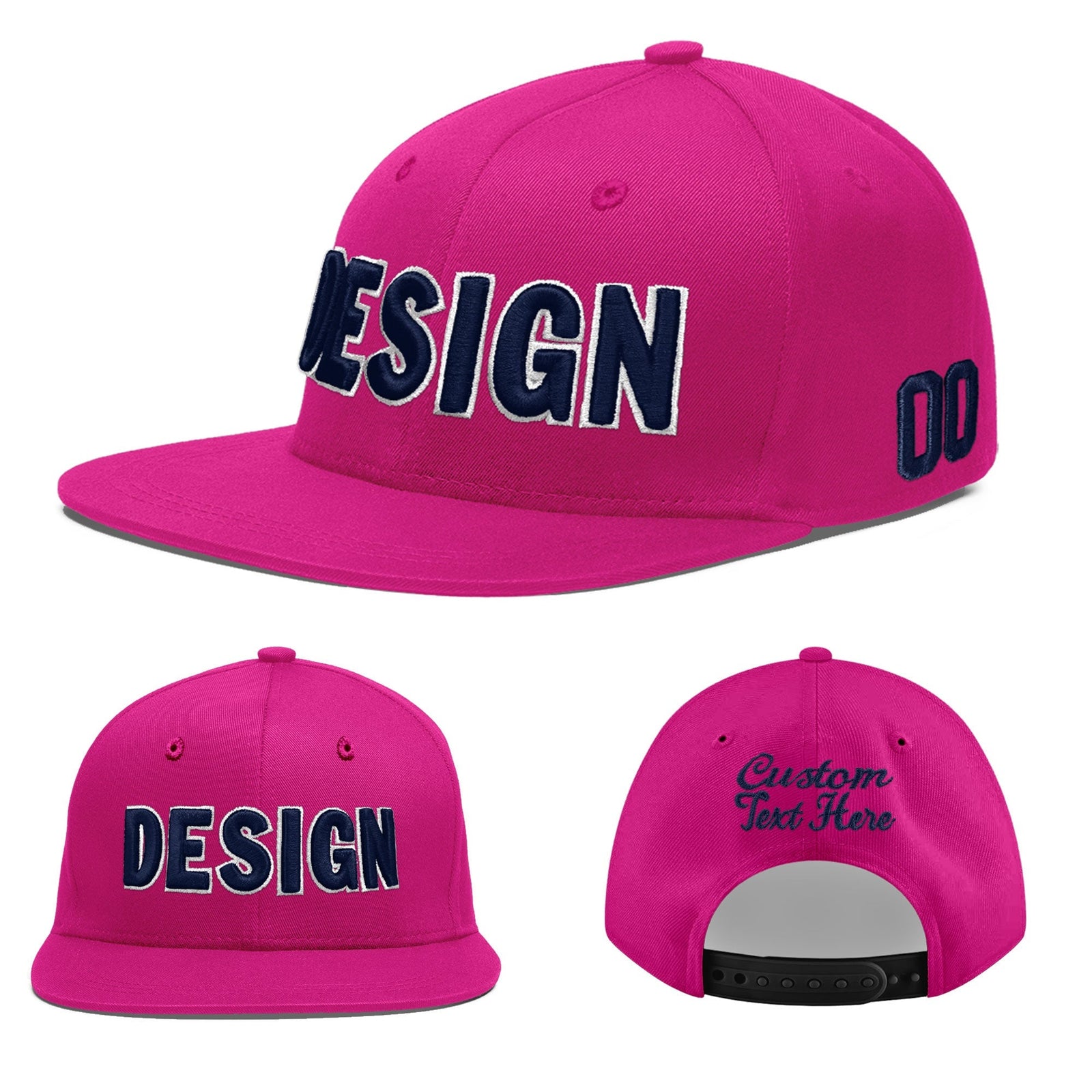Custom Rose Red 3D Puff Embroidery Flat Embroidery Casual Sport Baseball Cap