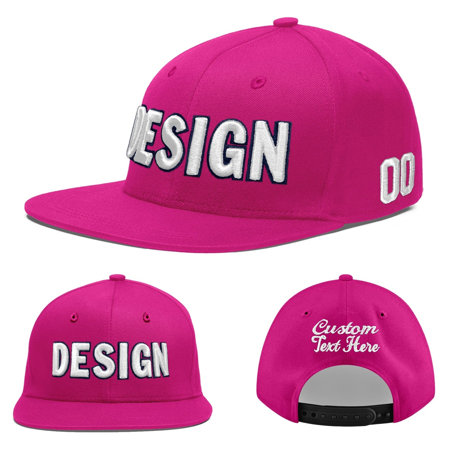 Custom Rose Red 3D Puff Embroidery Flat Embroidery Casual Sport Baseball Cap