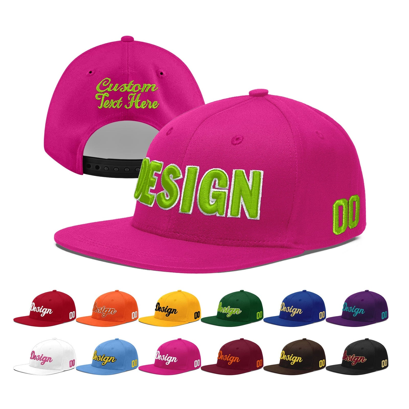 Custom Rose Red 3D Puff Embroidery Flat Embroidery Casual Sport Baseball Cap