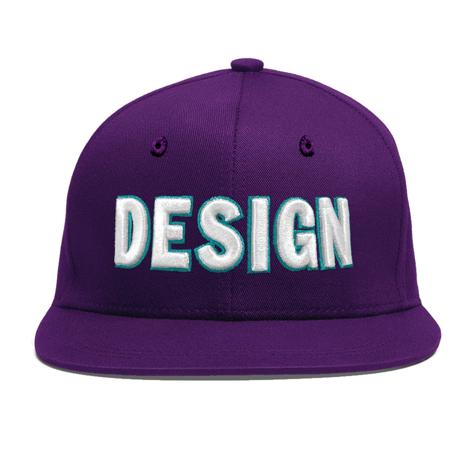 Custom Purple 3D Puff Embroidery Flat Embroidery Casual Sport Baseball Cap