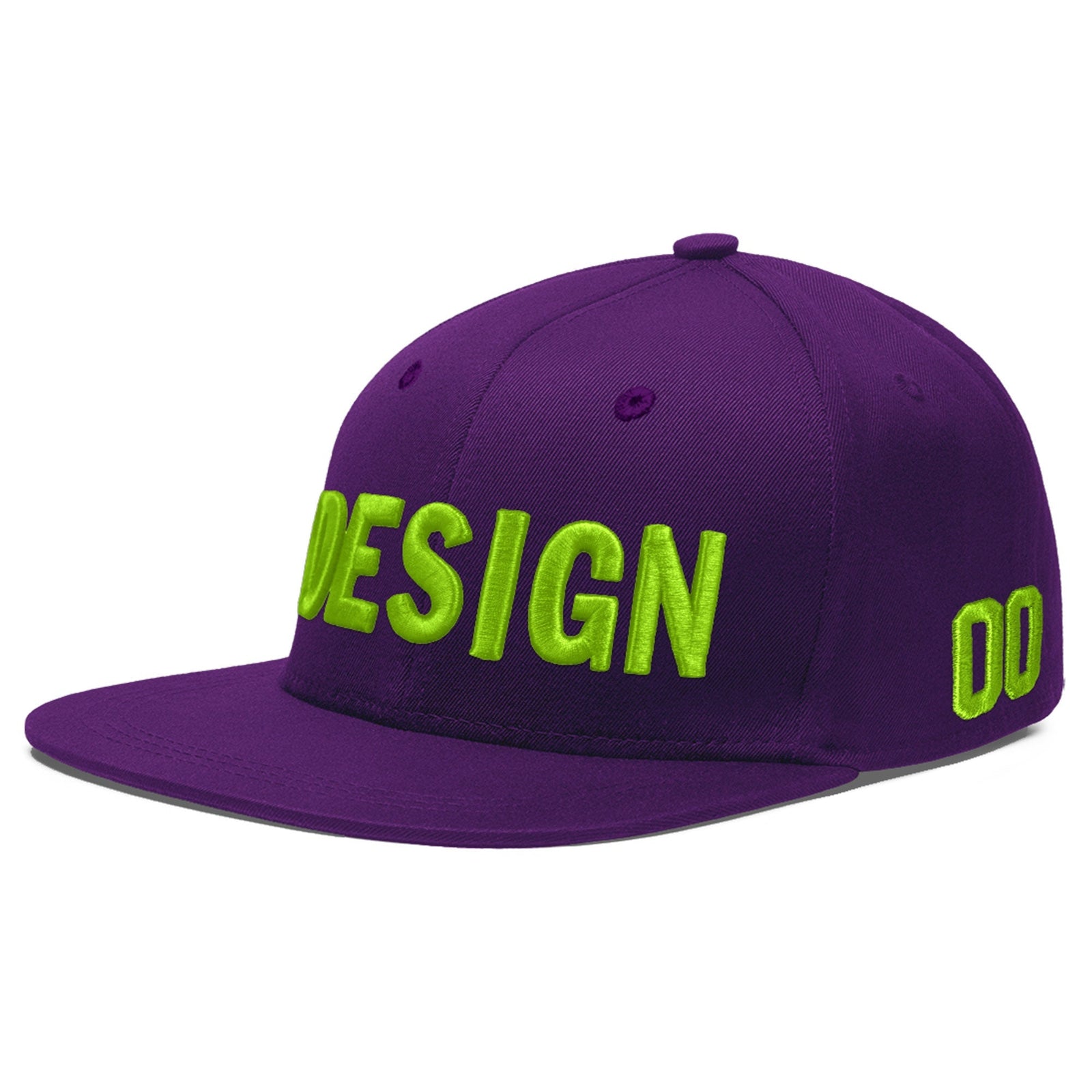 Custom Purple 3D Puff Embroidery Flat Embroidery Casual Sport Baseball Cap