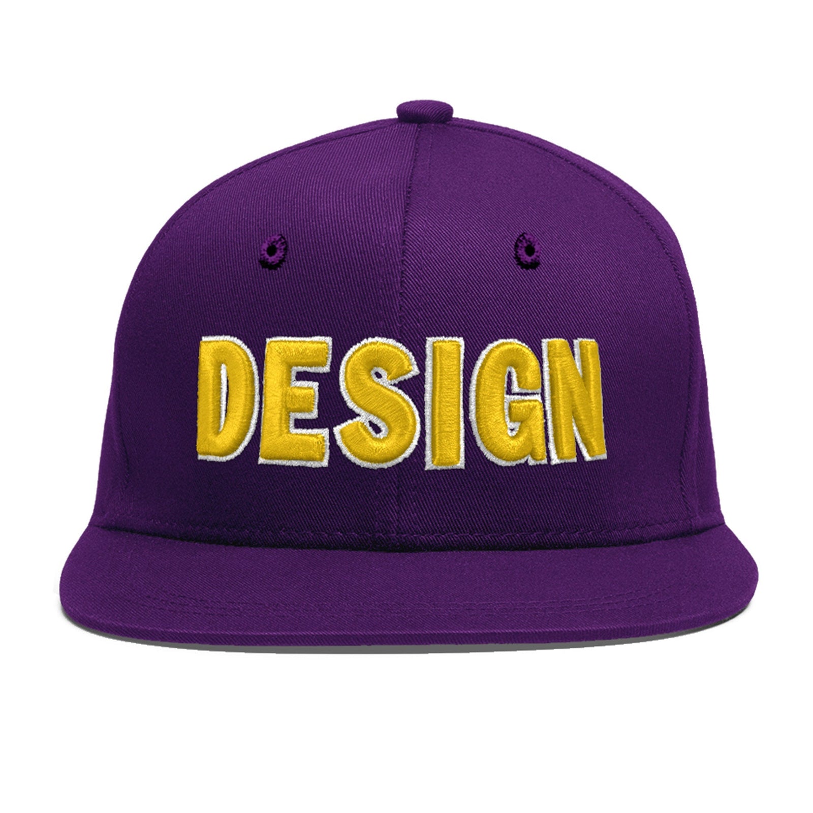 Custom Purple 3D Puff Embroidery Flat Embroidery Casual Sport Baseball Cap