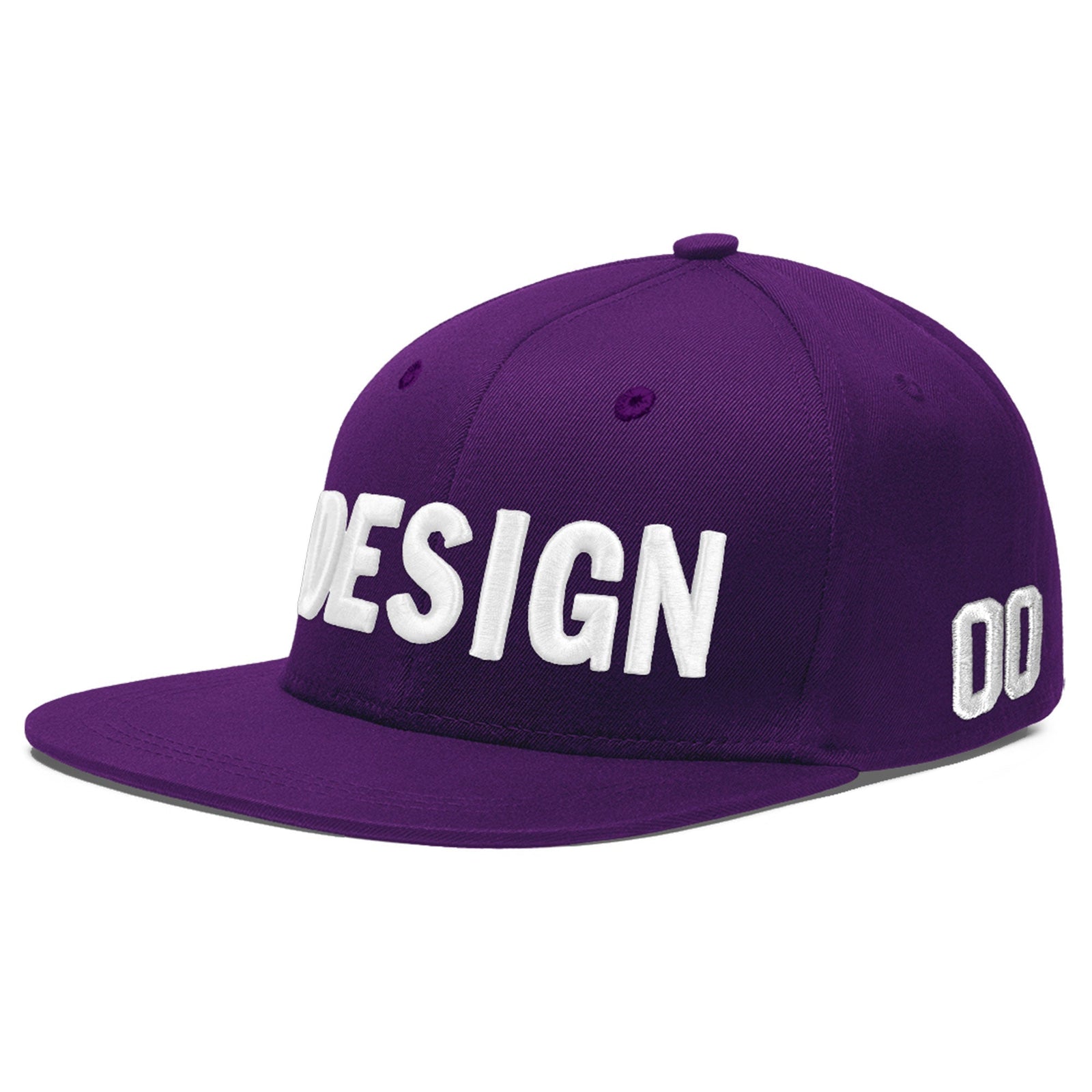 Custom Purple 3D Puff Embroidery Flat Embroidery Casual Sport Baseball Cap