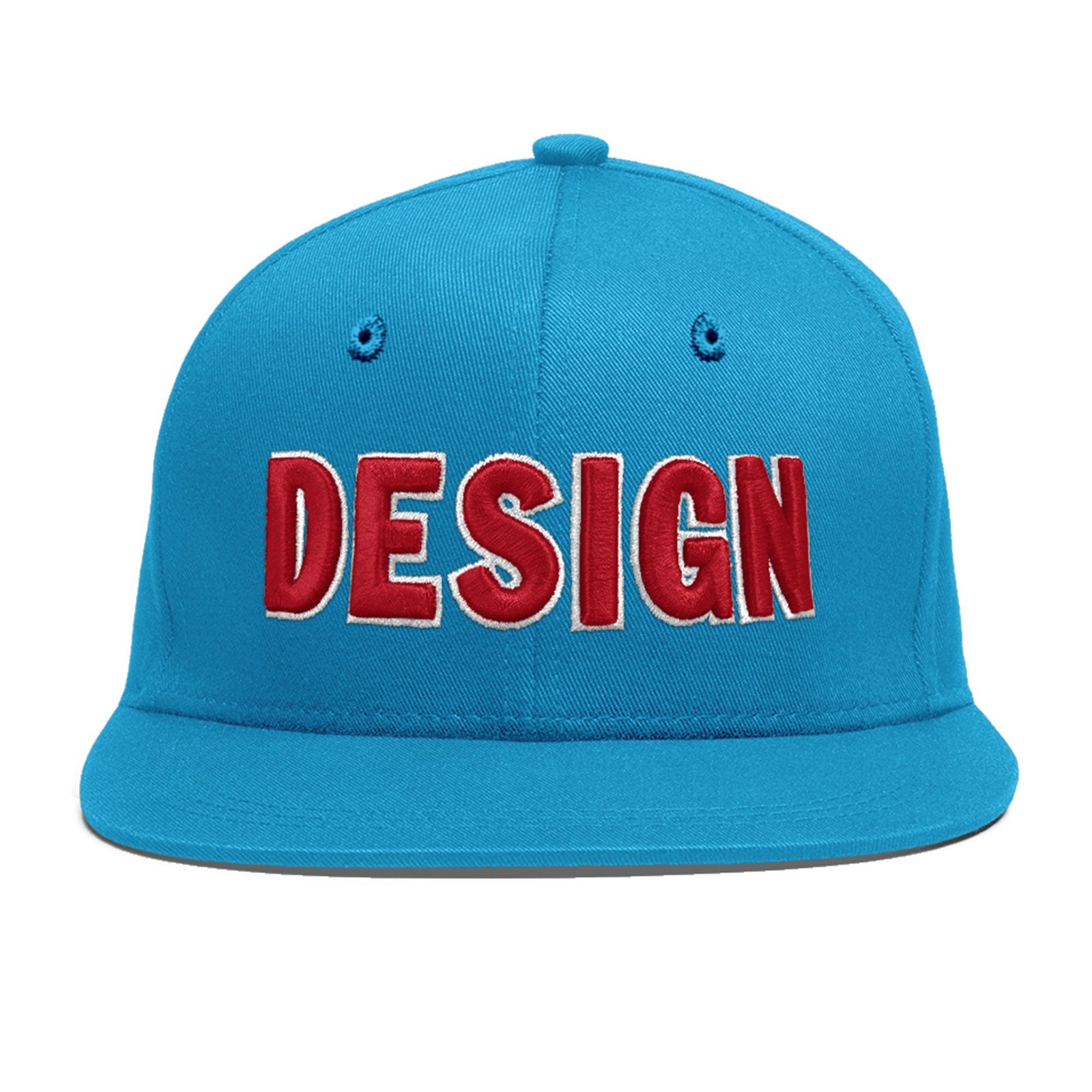 Custom Light Blue 3D Puff Embroidery Flat Embroidery Casual Sport Baseball Cap