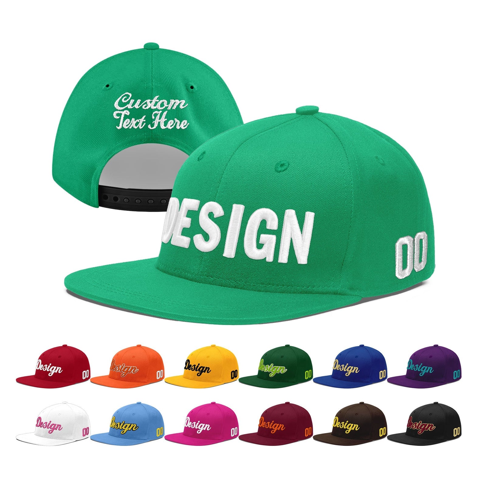 Custom Aqua 3D Puff Embroidery Flat Embroidery Casual Sport Baseball Cap