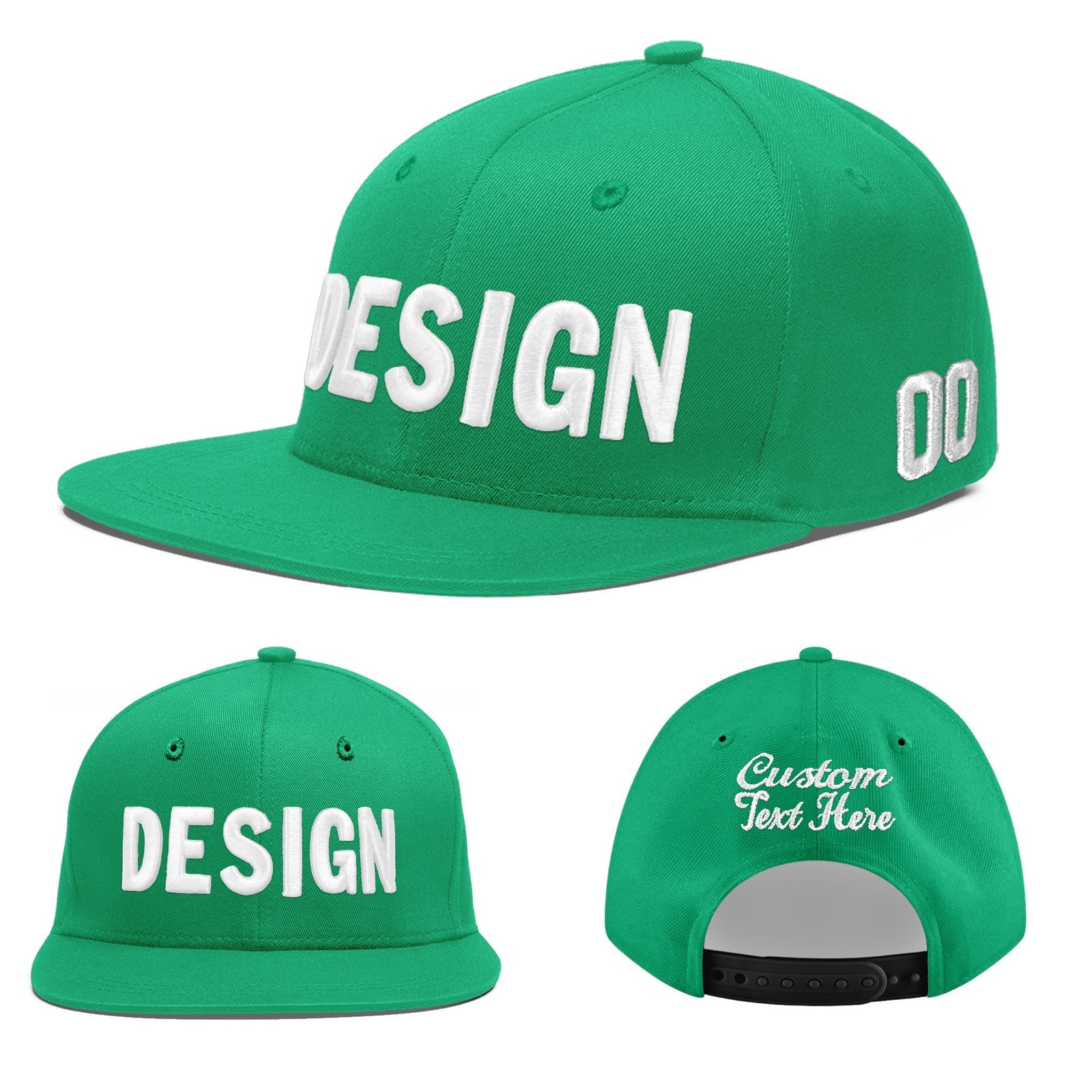 Custom Aqua 3D Puff Embroidery Flat Embroidery Casual Sport Baseball Cap