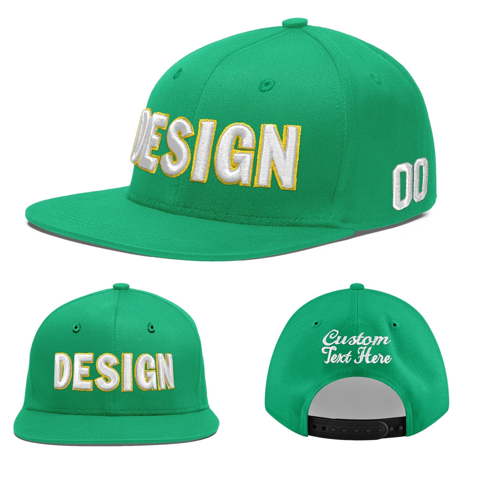Custom Aqua 3D Puff Embroidery Flat Embroidery Casual Sport Baseball Cap