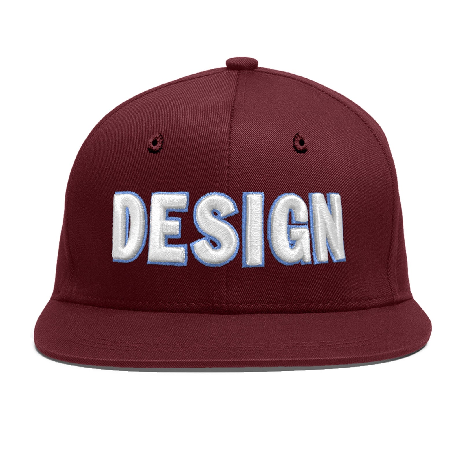 Custom Maroon 3D Puff Embroidery Flat Embroidery Casual Sport Baseball Cap