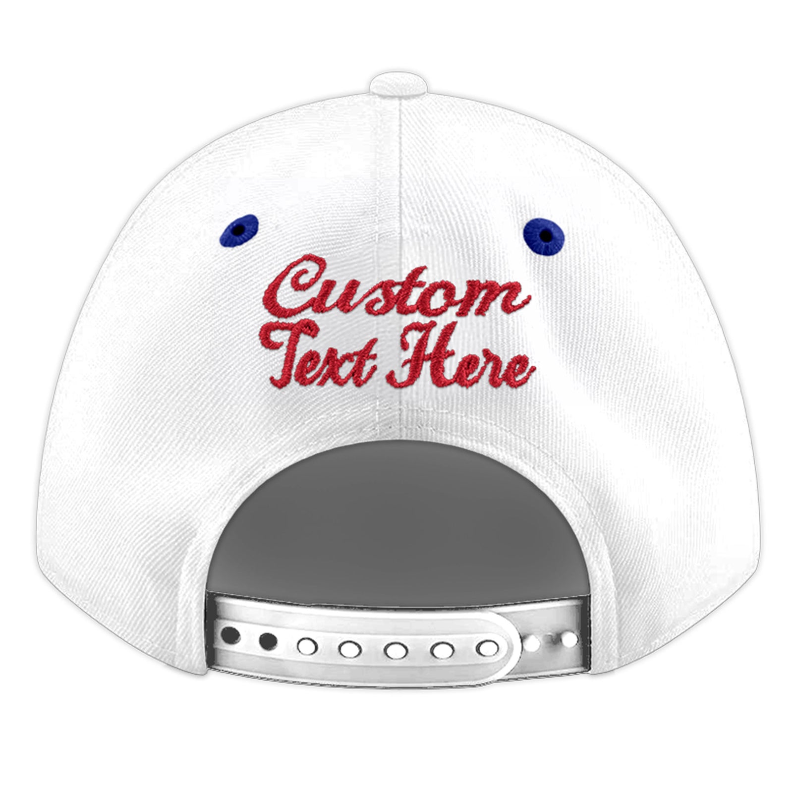 Custom White Royal Blue 15D Puff Embroidery Flat Embroidery Casual Sport Baseball Cap