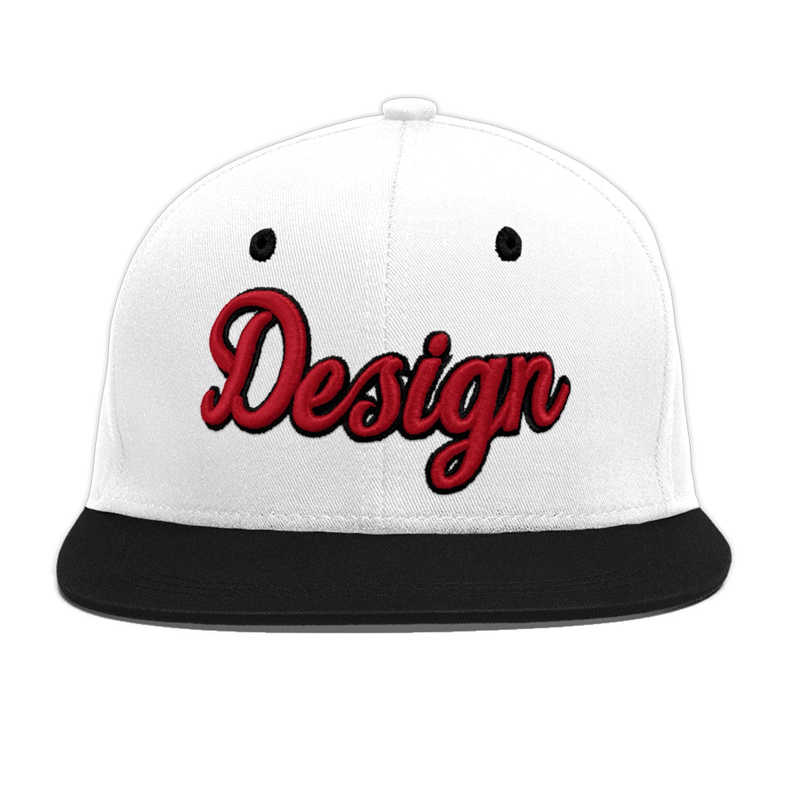 Custom White Black 3D Puff Embroidery Flat Embroidery Casual Sport Baseball Cap