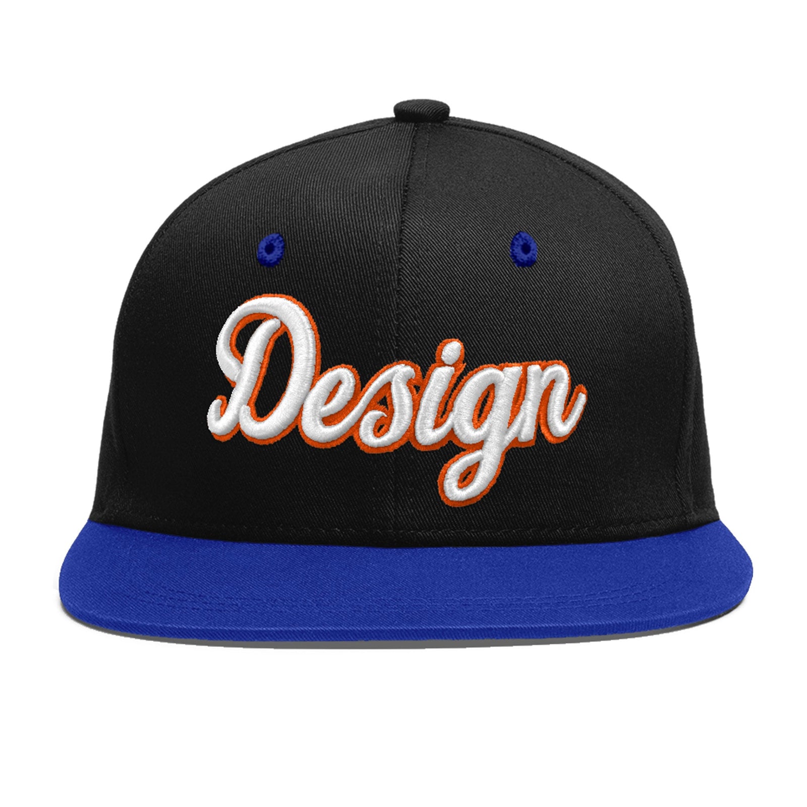 Custom Black Royal Blue 3D Puff Embroidery Flat Embroidery Casual Sport Baseball Cap