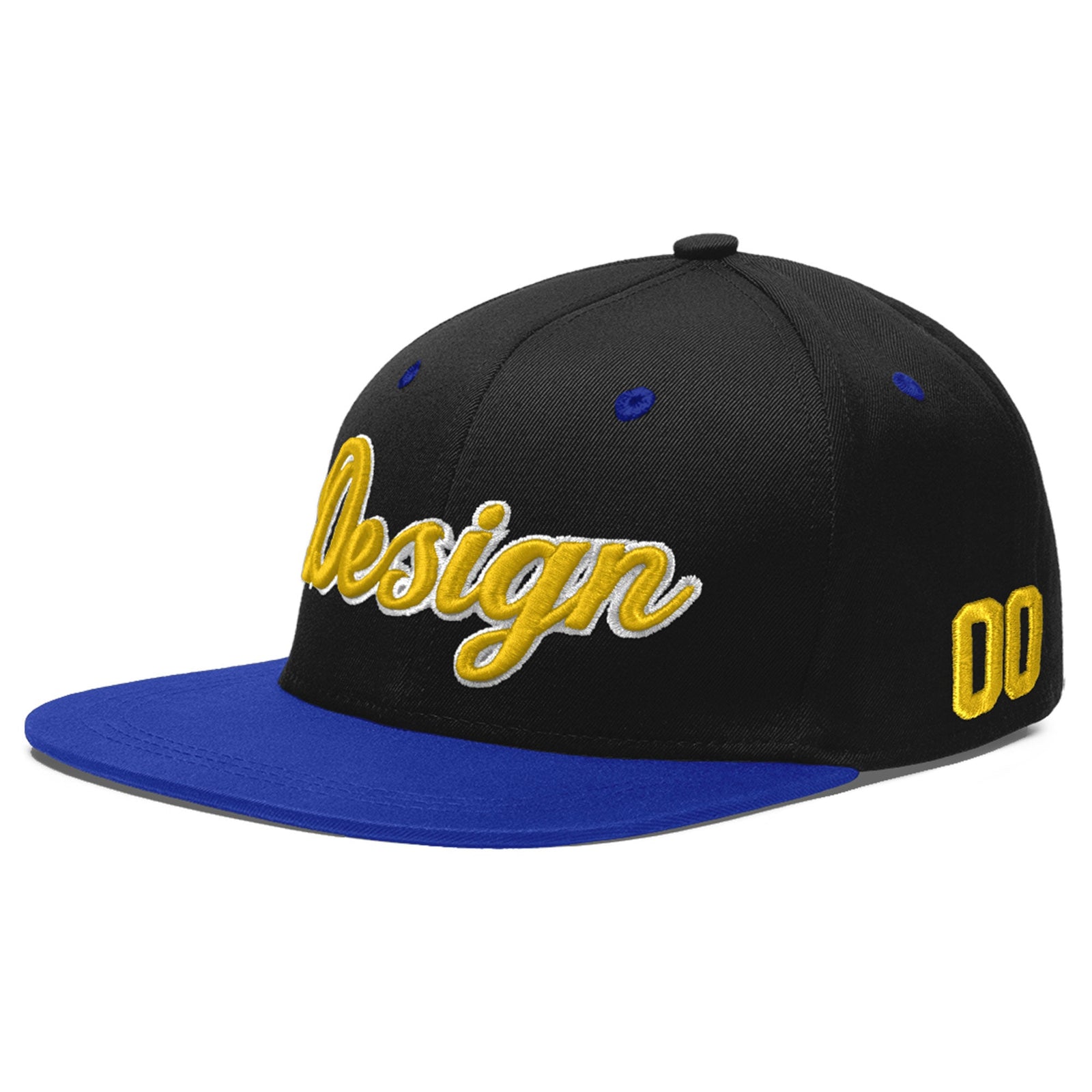 Custom Black Royal Blue 3D Puff Embroidery Flat Embroidery Casual Sport Baseball Cap