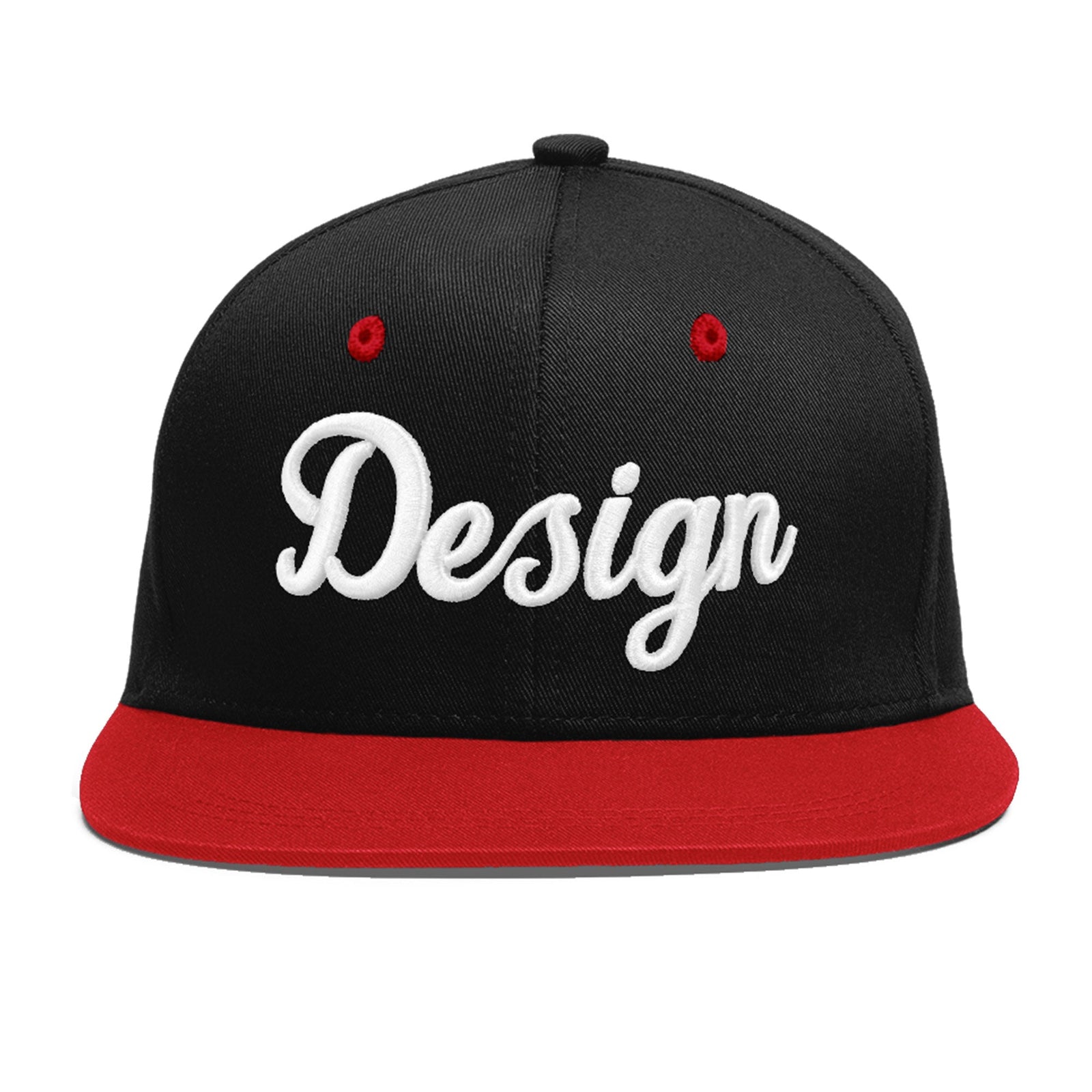 Custom Black Red 3D Puff Embroidery Flat Embroidery Casual Sport Baseball Cap
