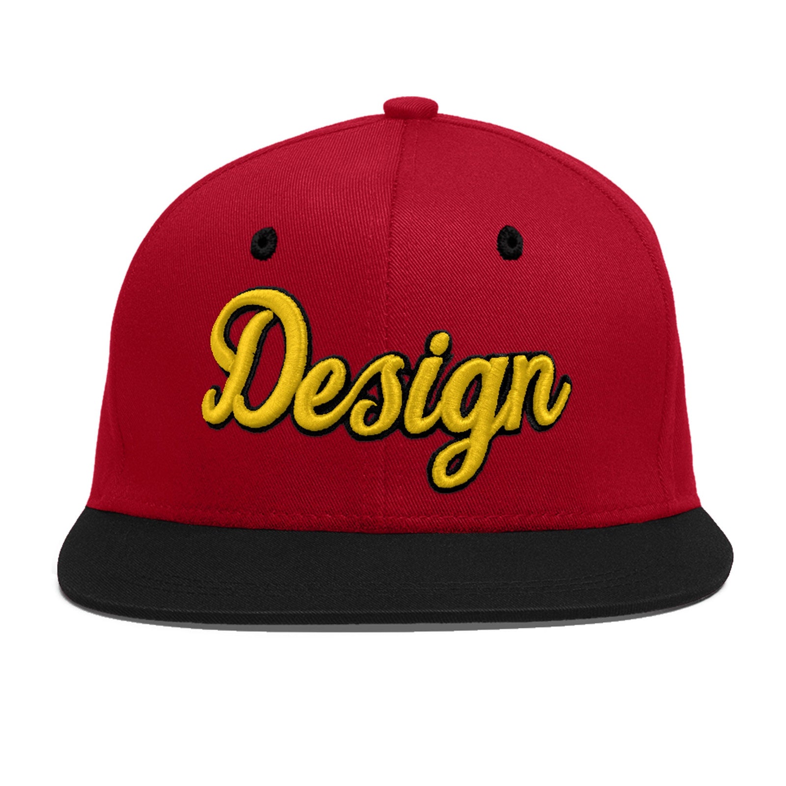 Custom Red Black 3D Puff Embroidery Flat Embroidery Casual Sport Baseball Cap