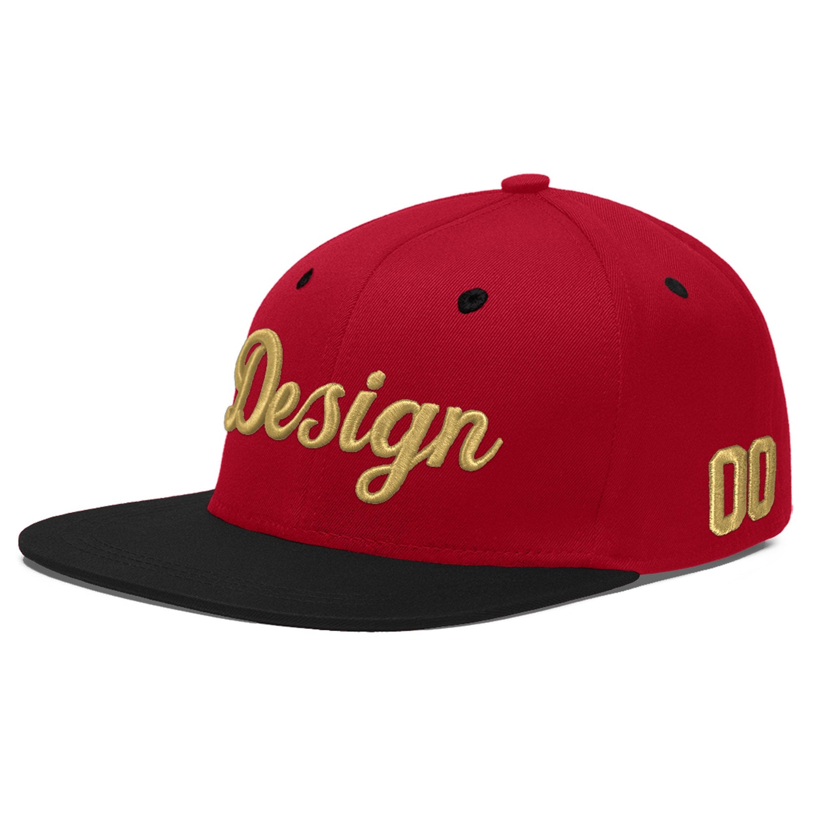 Custom Red Black 3D Puff Embroidery Flat Embroidery Casual Sport Baseball Cap