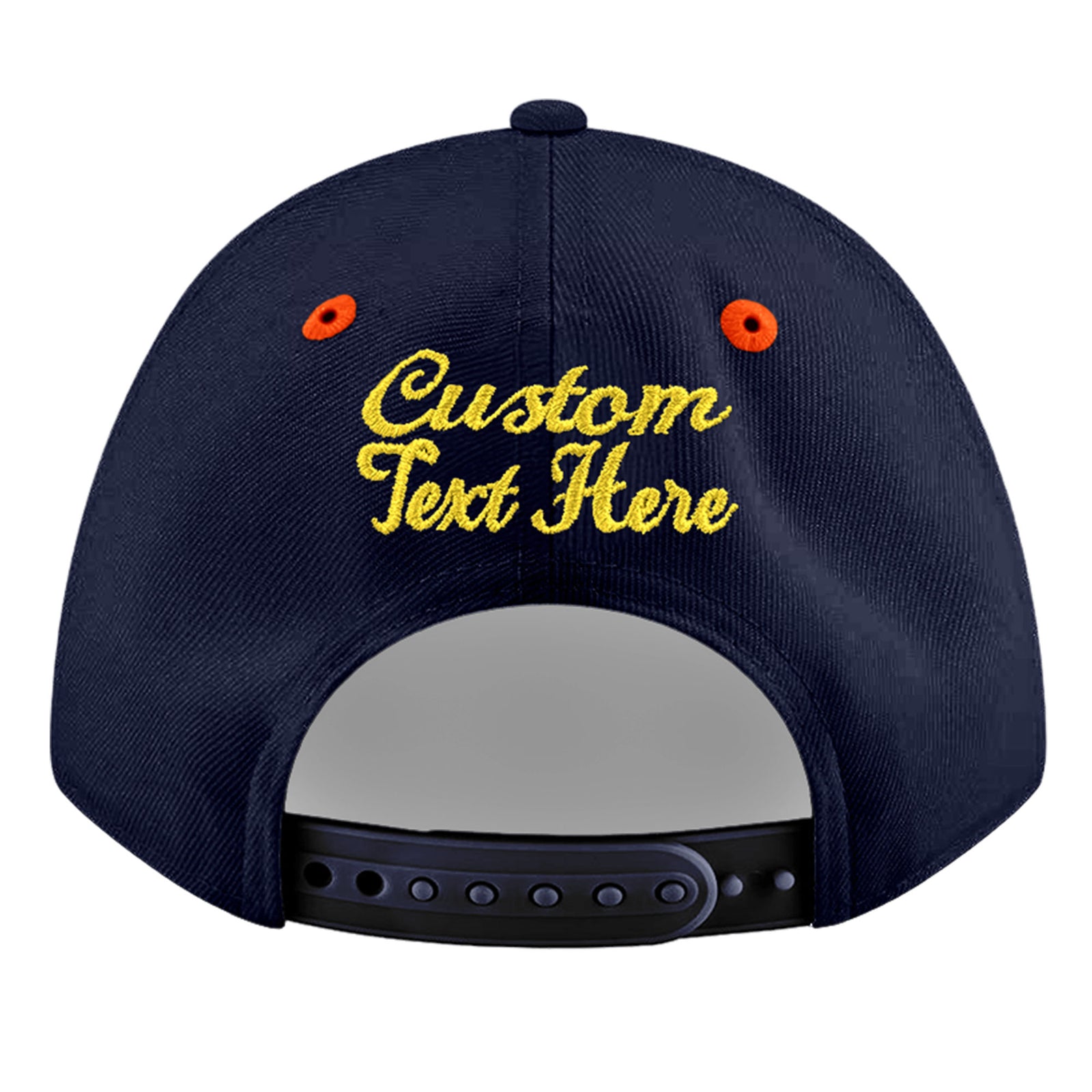 Custom Navy Orange 3D Puff Embroidery Flat Embroidery Casual Sport Baseball Cap