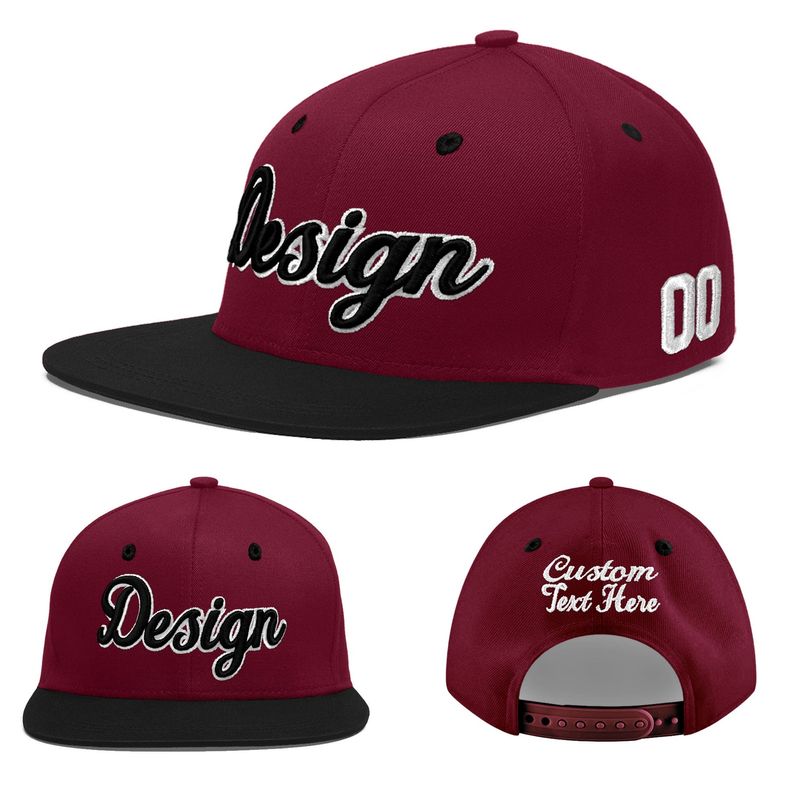 Custom Navy Orange 3D Puff Embroidery Flat Embroidery Casual Sport Baseball Cap