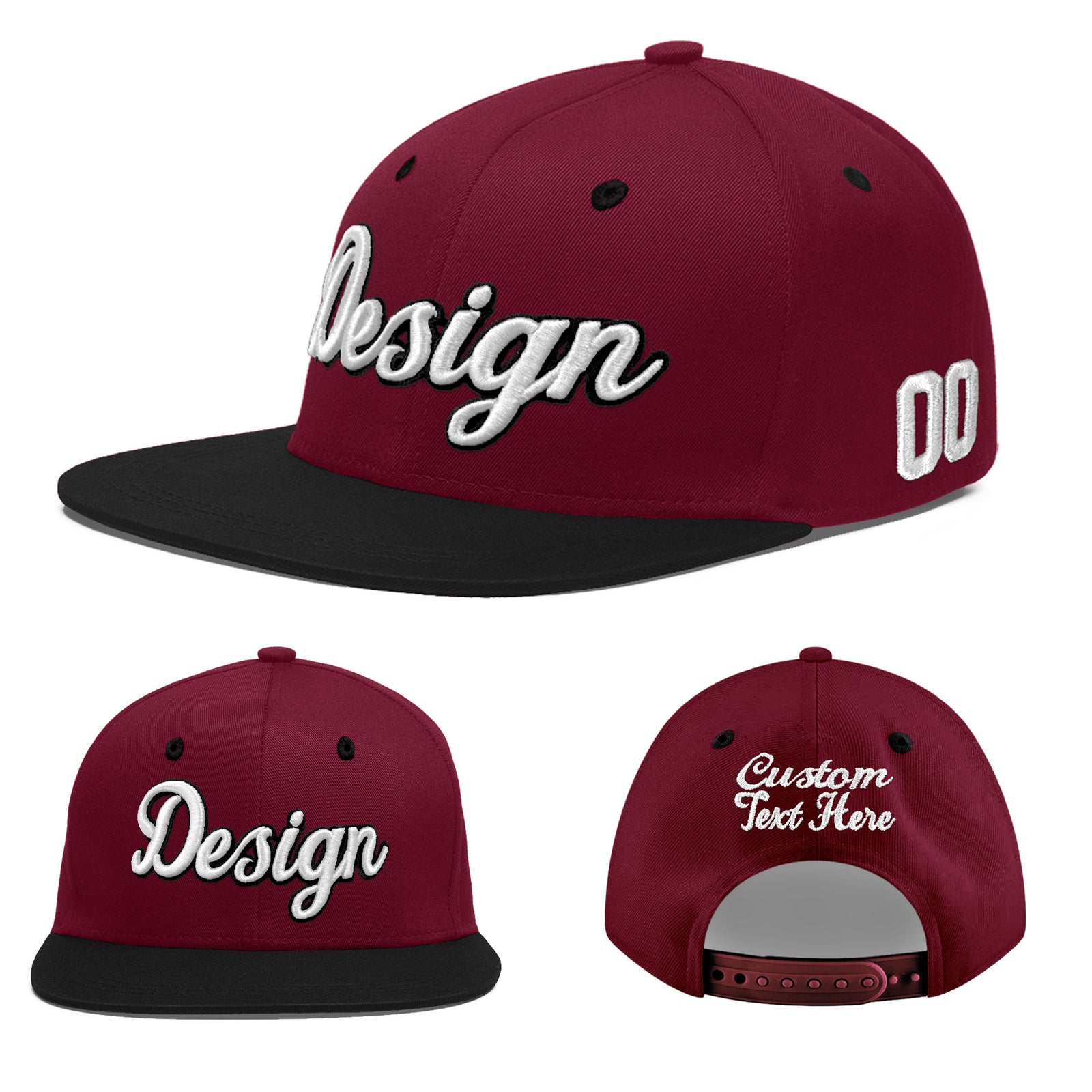 Custom Navy Orange 3D Puff Embroidery Flat Embroidery Casual Sport Baseball Cap