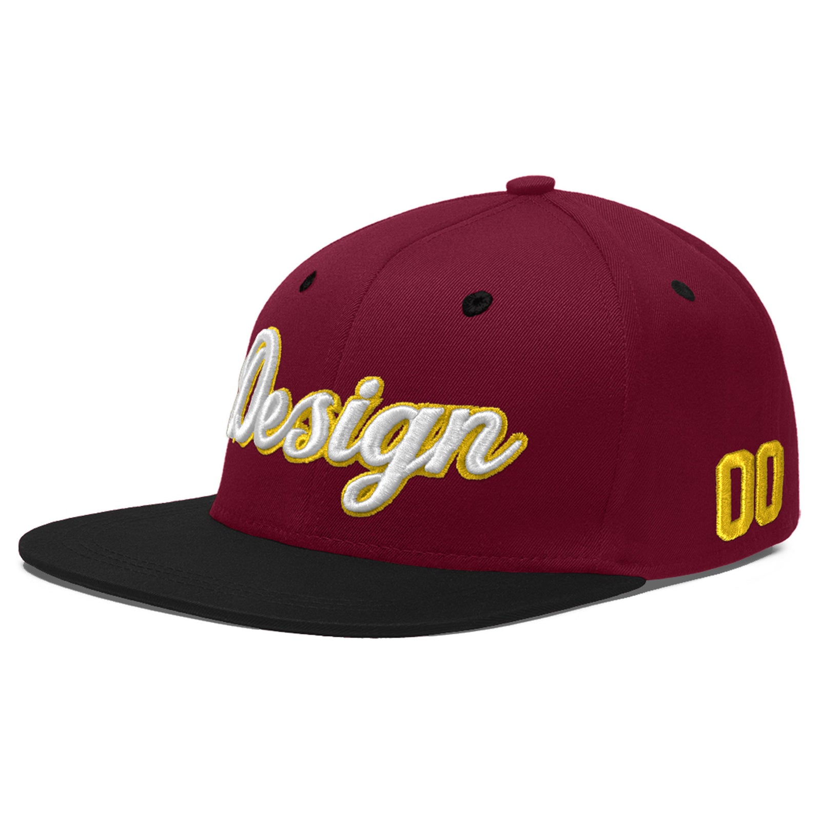 Custom Navy Orange 3D Puff Embroidery Flat Embroidery Casual Sport Baseball Cap
