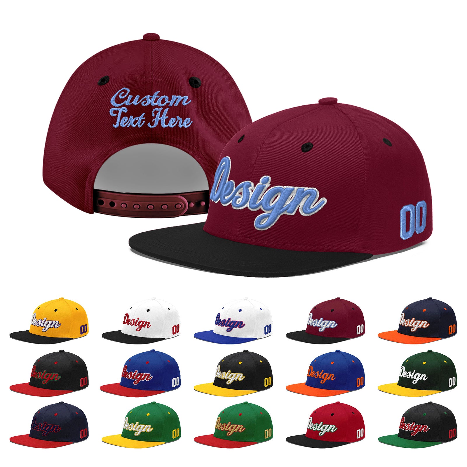 Custom Navy Orange 3D Puff Embroidery Flat Embroidery Casual Sport Baseball Cap