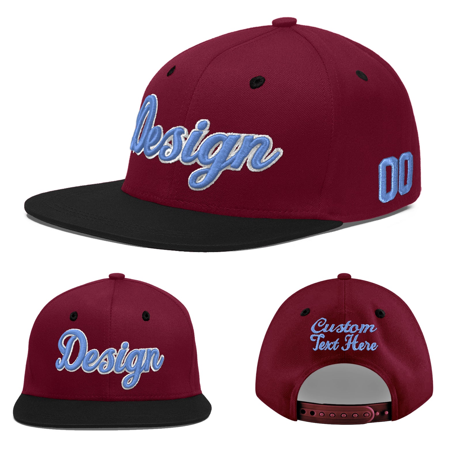 Custom Navy Orange 3D Puff Embroidery Flat Embroidery Casual Sport Baseball Cap