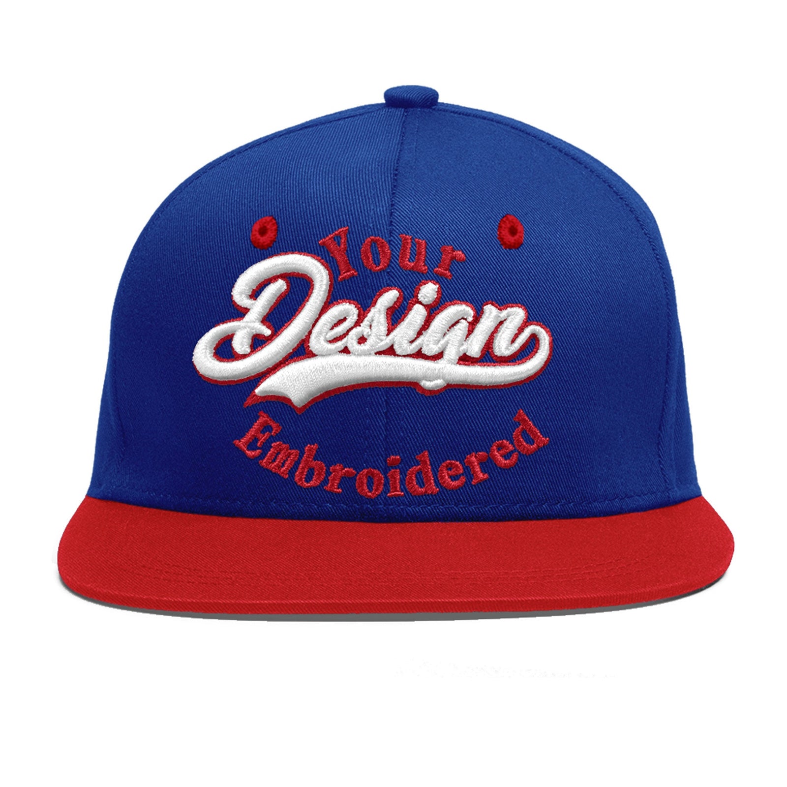 Custom Royal Blue Red 3D Puff Embroidery Flat Embroidery Casual Sport Baseball Cap