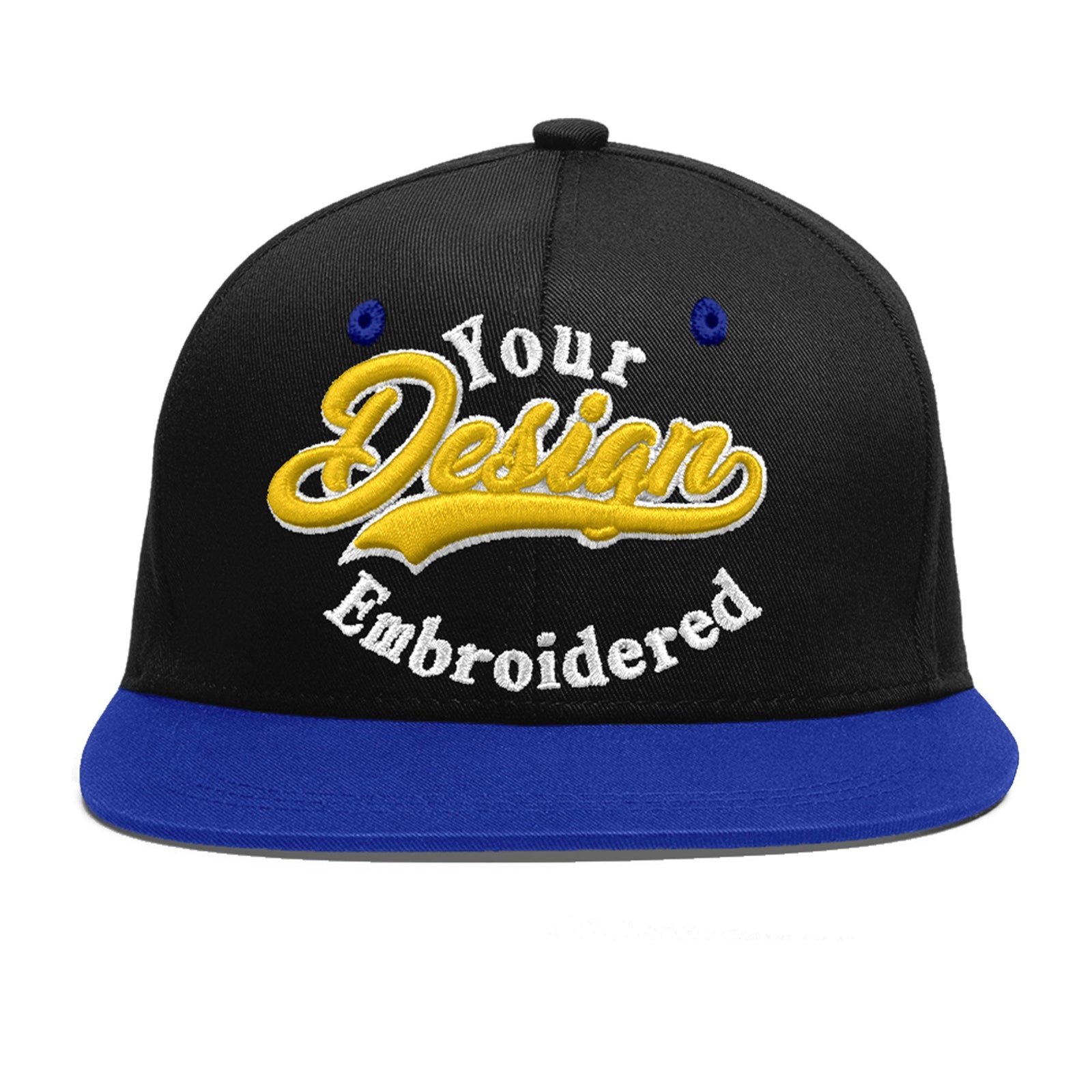 Custom Black Royal Blue 3D Puff Embroidery Flat Embroidery Casual Sport Baseball Cap