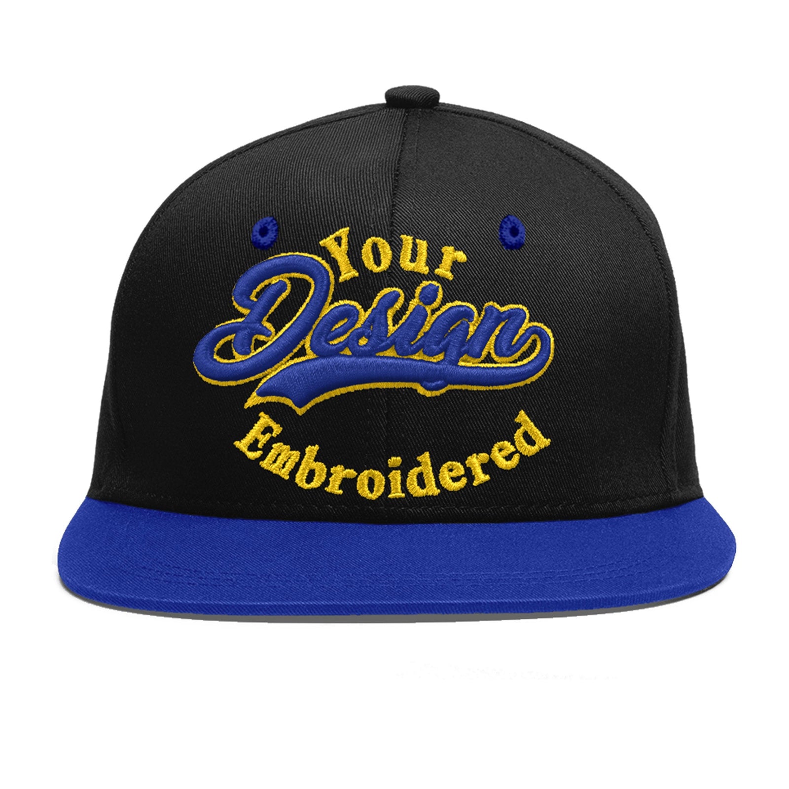 Custom Black Royal Blue 3D Puff Embroidery Flat Embroidery Casual Sport Baseball Cap