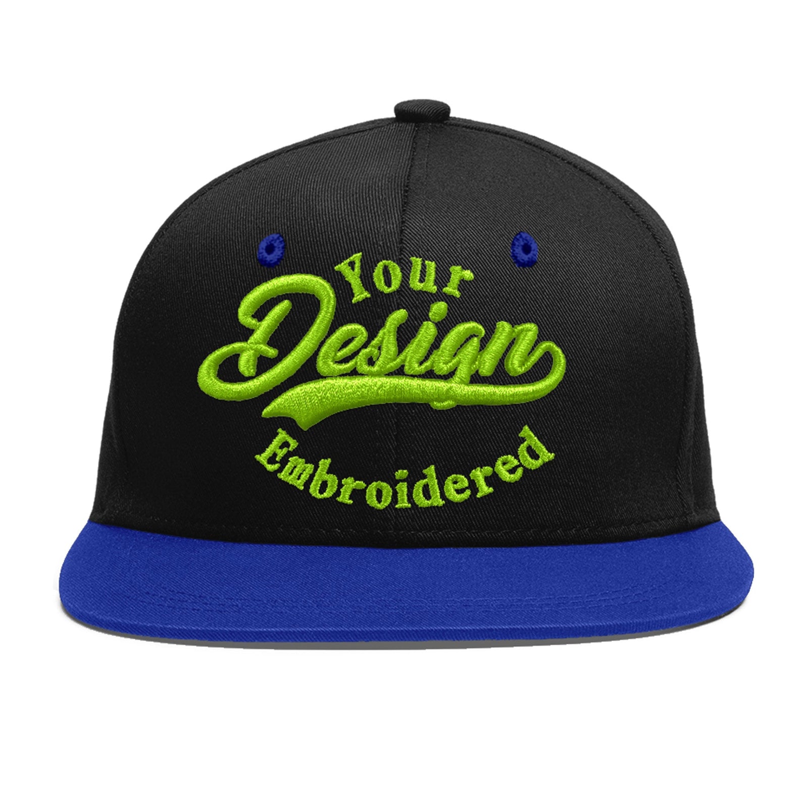 Custom Black Royal Blue 3D Puff Embroidery Flat Embroidery Casual Sport Baseball Cap