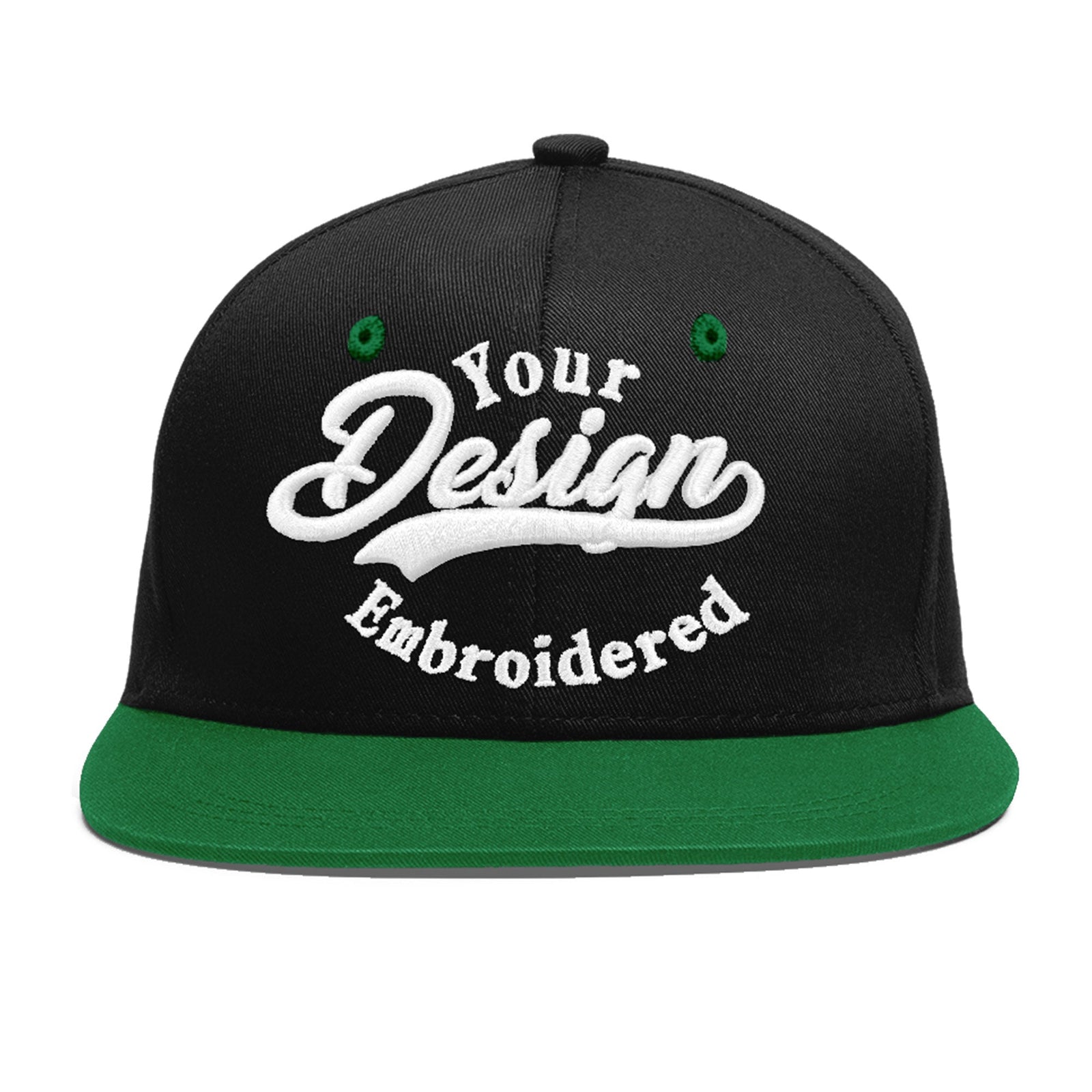 Custom Black Kelly Green 3D Puff Embroidery Flat Embroidery Casual Sport Baseball Cap