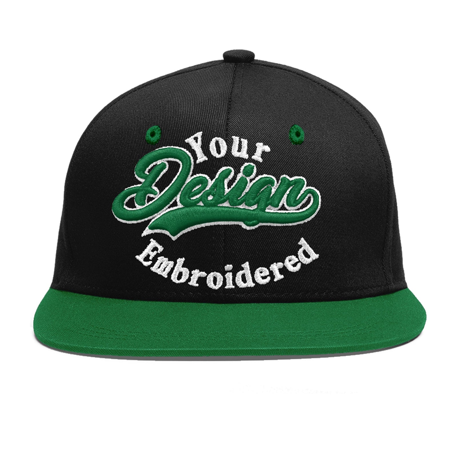 Custom Black Kelly Green 3D Puff Embroidery Flat Embroidery Casual Sport Baseball Cap