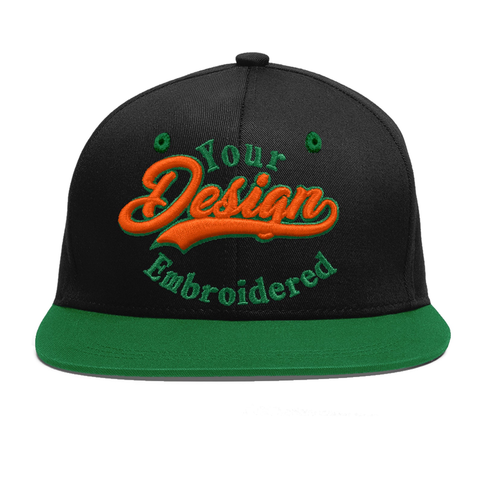 Custom Black Kelly Green 3D Puff Embroidery Flat Embroidery Casual Sport Baseball Cap