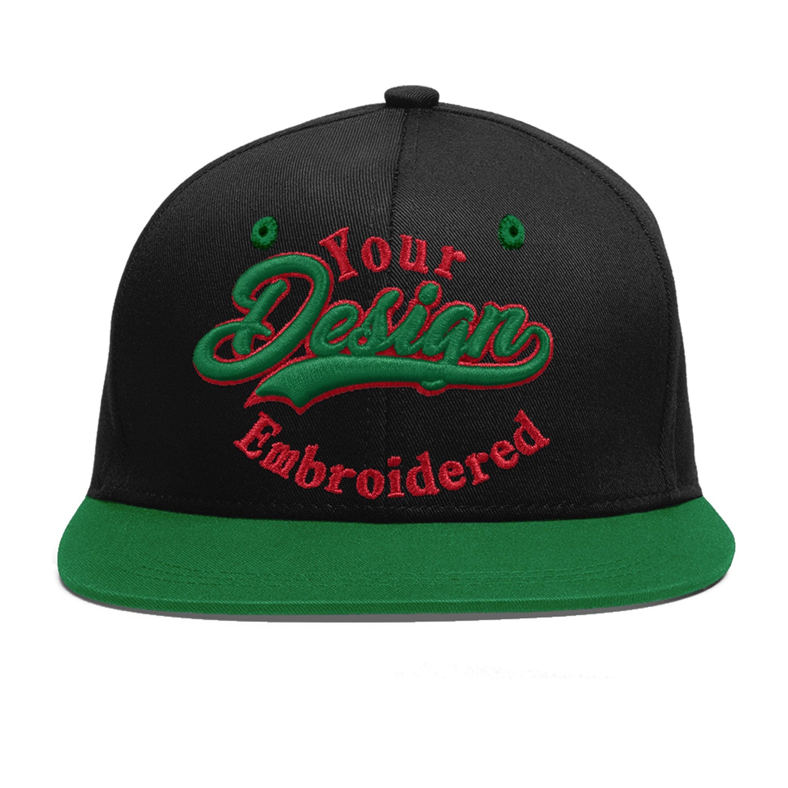 Custom Black Kelly Green 3D Puff Embroidery Flat Embroidery Casual Sport Baseball Cap