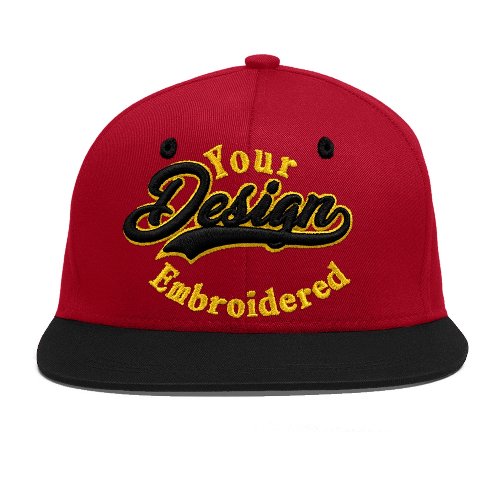 Custom Red Black 3D Puff Embroidery Flat Embroidery Casual Sport Baseball Cap