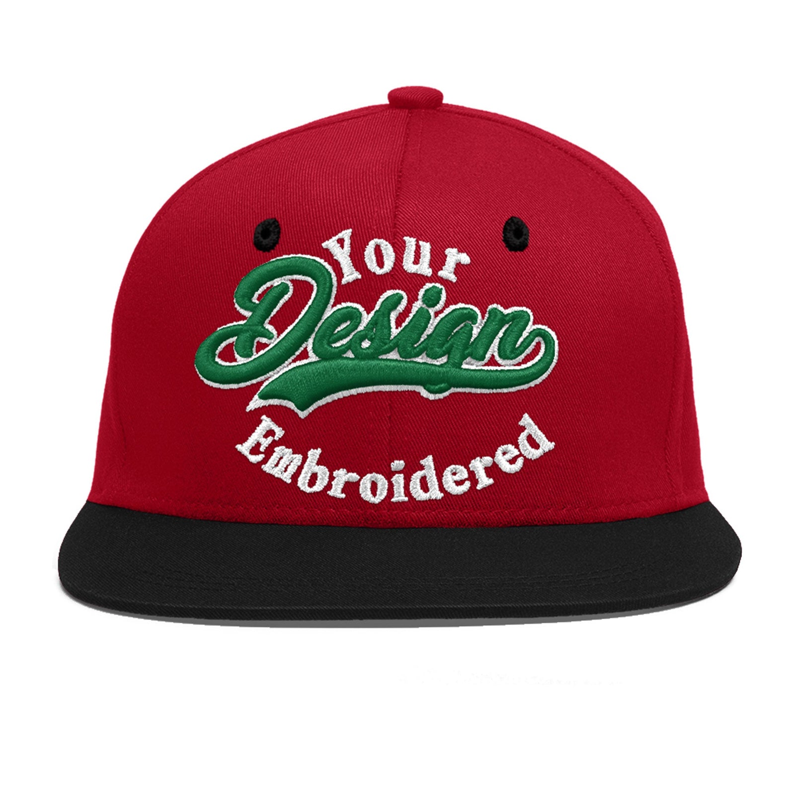 Custom Red Black 3D Puff Embroidery Flat Embroidery Casual Sport Baseball Cap