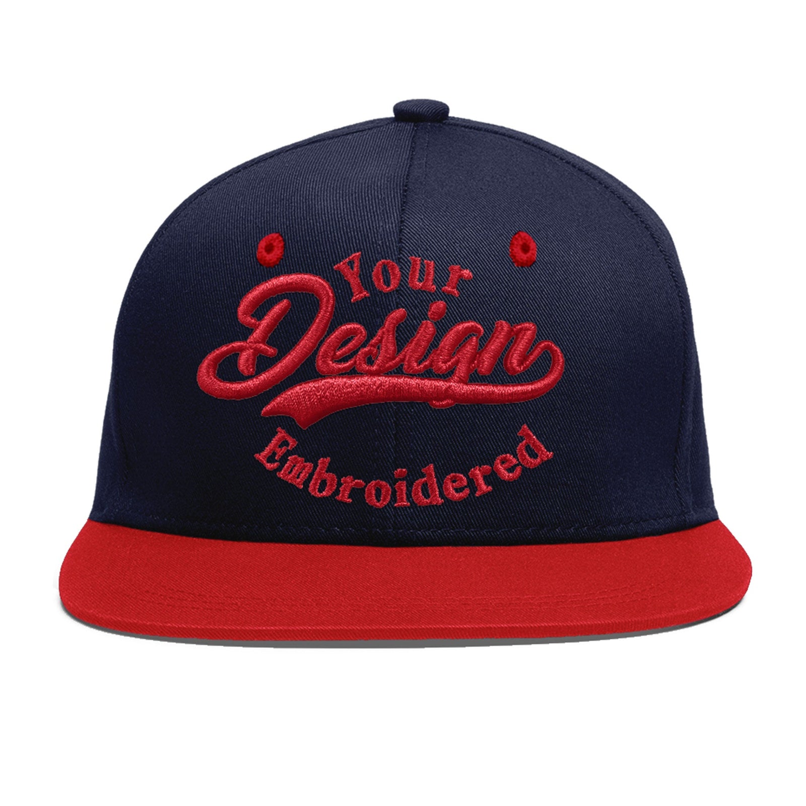 Custom Navy Red 3D Puff Embroidery Flat Embroidery Casual Sport Baseball Cap