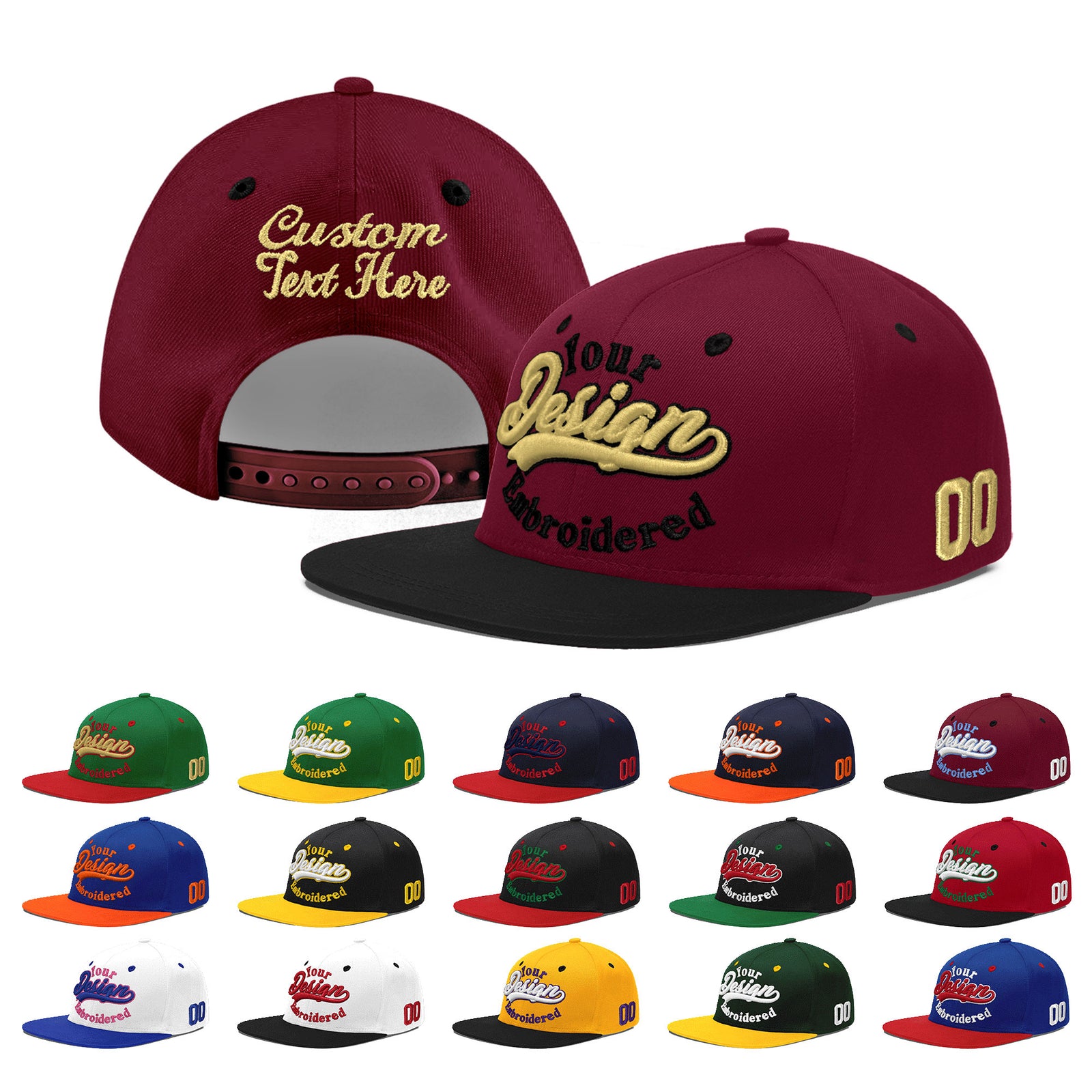 Custom Navy Orange 3D Puff Embroidery Flat Embroidery Casual Sport Baseball Cap