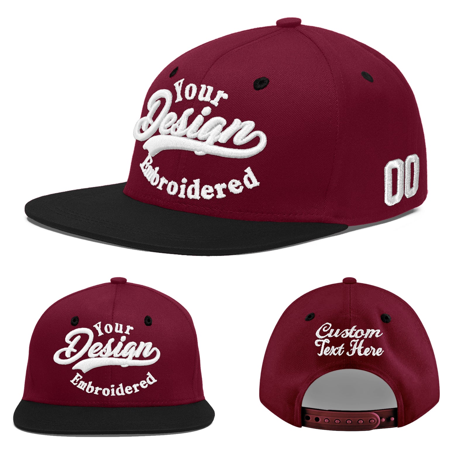 Custom Navy Orange 3D Puff Embroidery Flat Embroidery Casual Sport Baseball Cap