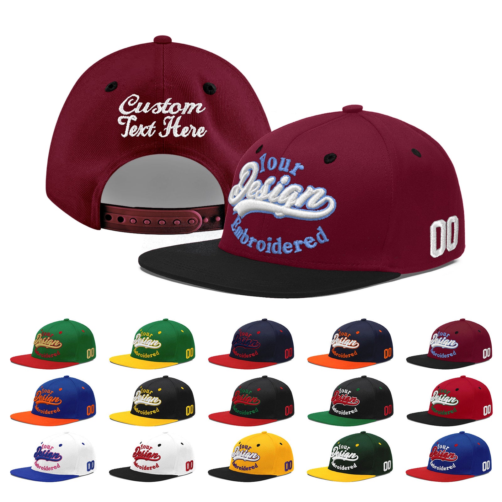 Custom Navy Orange 3D Puff Embroidery Flat Embroidery Casual Sport Baseball Cap