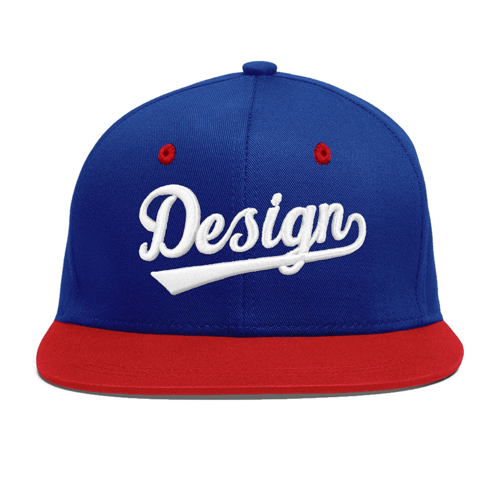 Custom Royal Blue Red 3D Puff Embroidery Flat Embroidery Casual Sport Baseball Cap