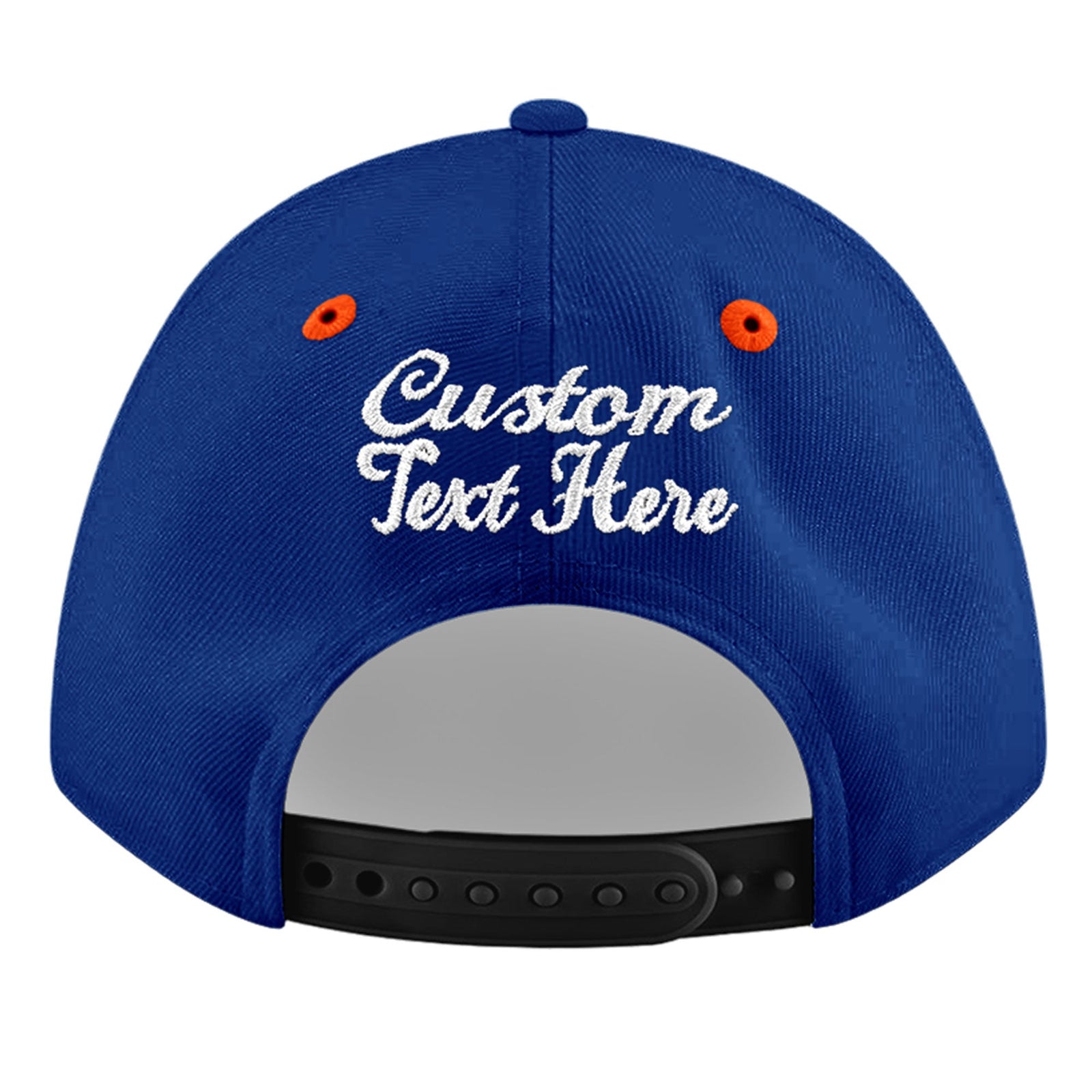 Custom Royal Blue Orange 3D Puff Embroidery Flat Embroidery Casual Sport Baseball Cap