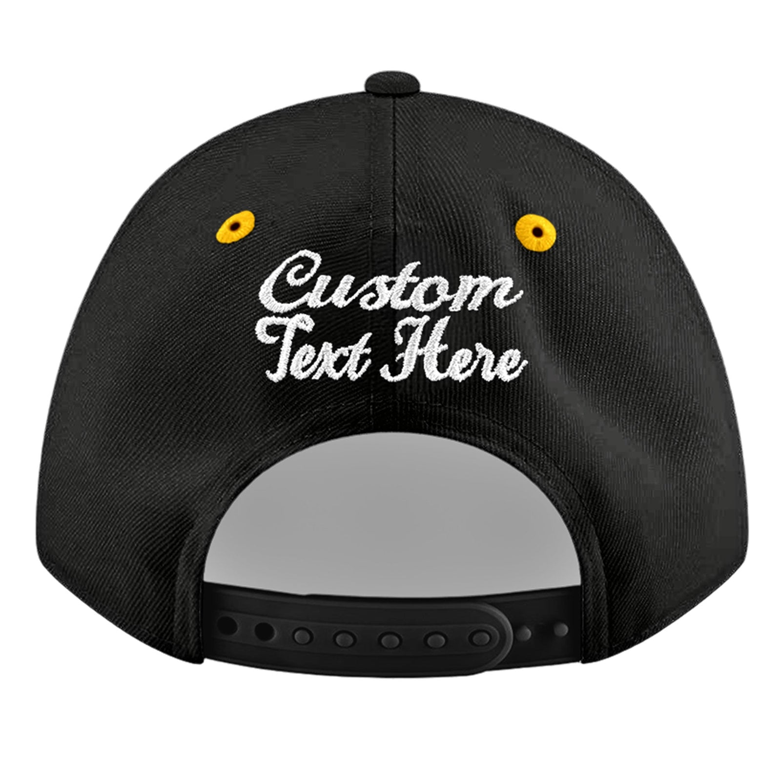 Custom Black Gold 3D Puff Embroidery Flat Embroidery Casual Sport Baseball Cap