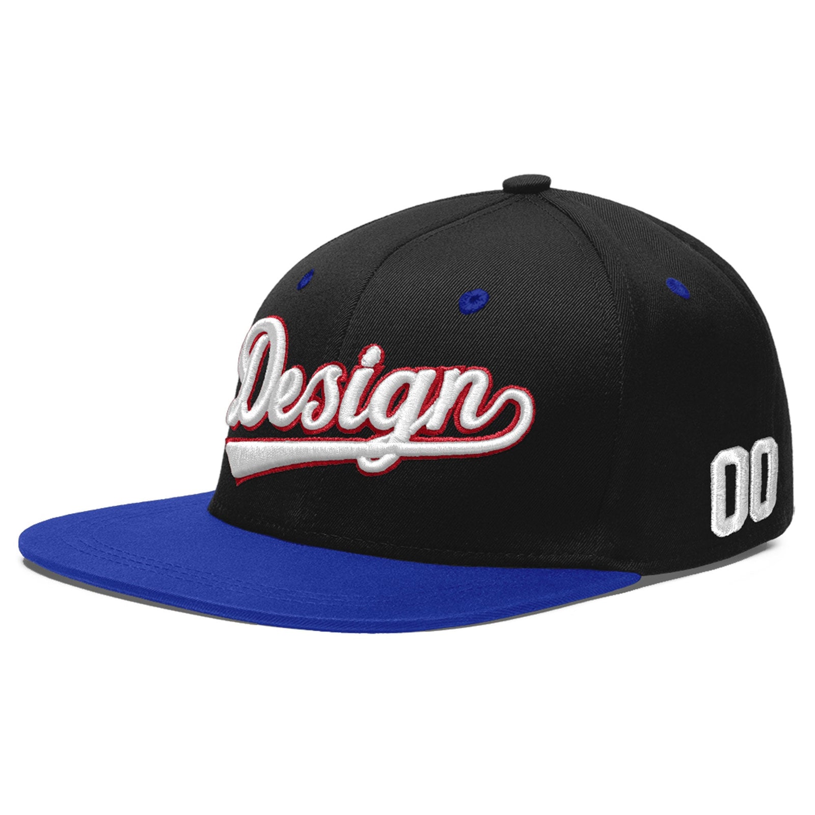 Custom Black Royal Blue 3D Puff Embroidery Flat Embroidery Casual Sport Baseball Cap