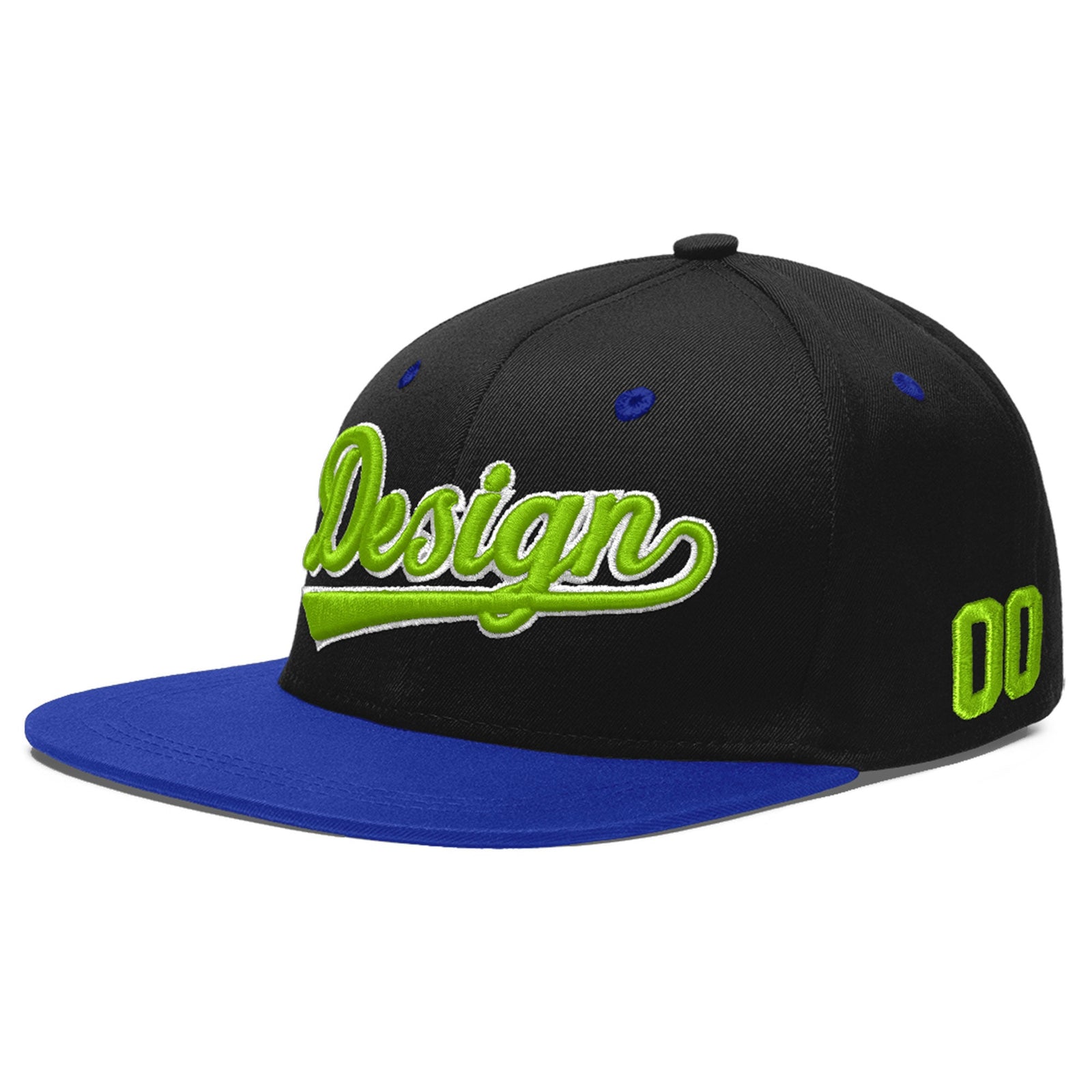 Custom Black Royal Blue 3D Puff Embroidery Flat Embroidery Casual Sport Baseball Cap