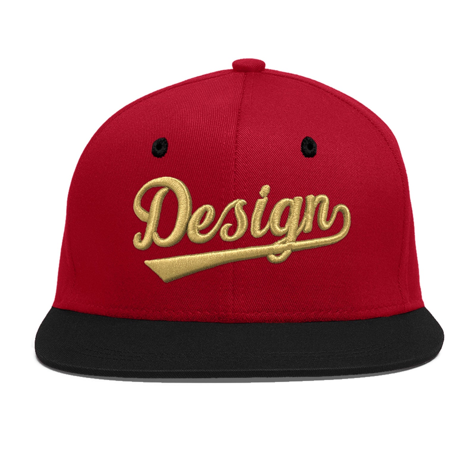 Custom Red Black 3D Puff Embroidery Flat Embroidery Casual Sport Baseball Cap