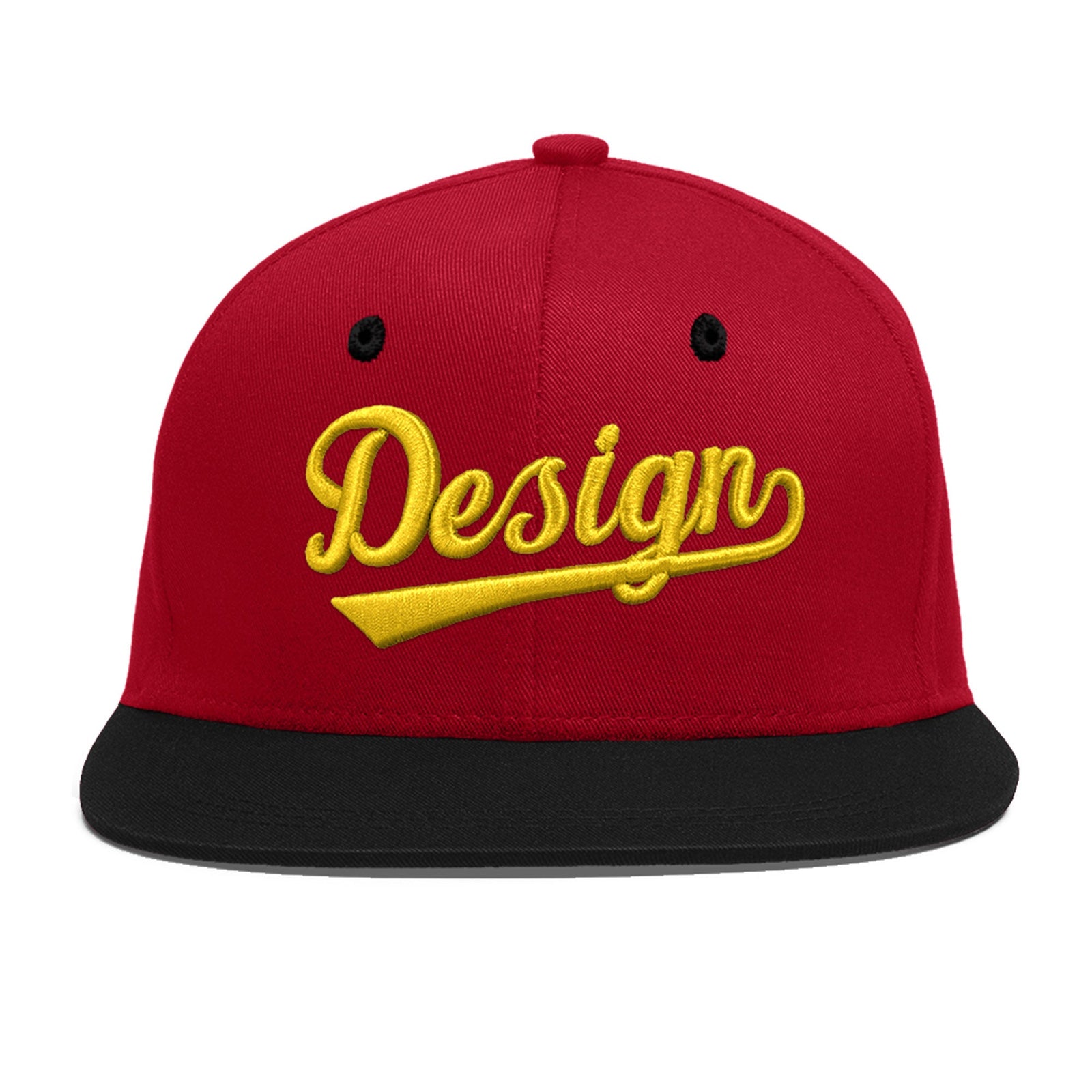 Custom Red Black 3D Puff Embroidery Flat Embroidery Casual Sport Baseball Cap