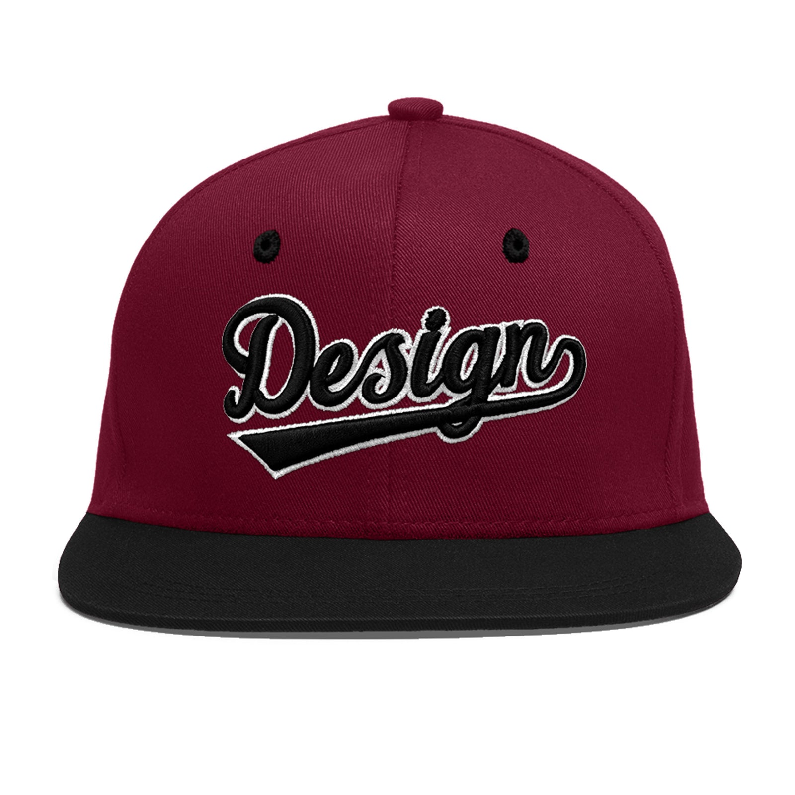 Custom Navy Orange 3D Puff Embroidery Flat Embroidery Casual Sport Baseball Cap